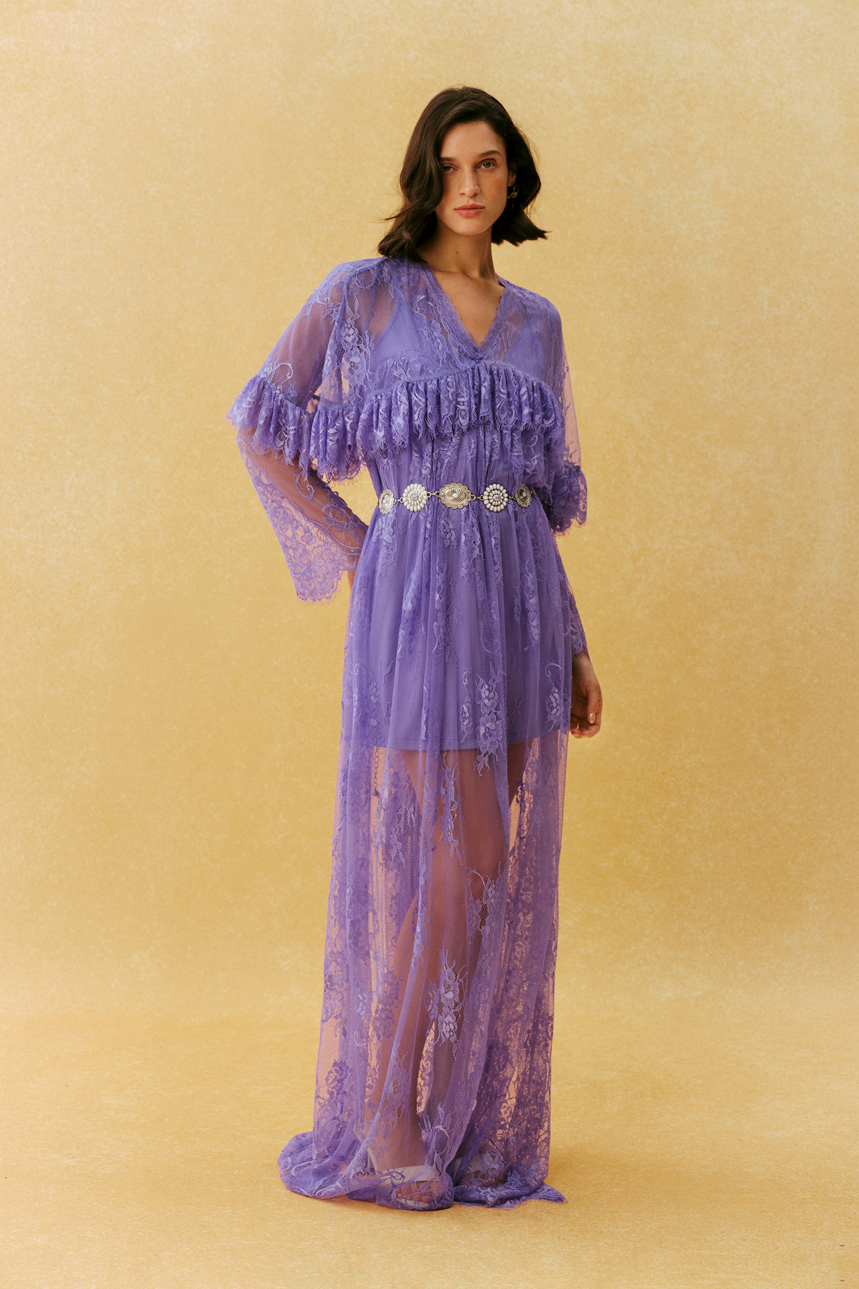 Feeling The Heat Purple Floral Lace Sheer Maxi Dress