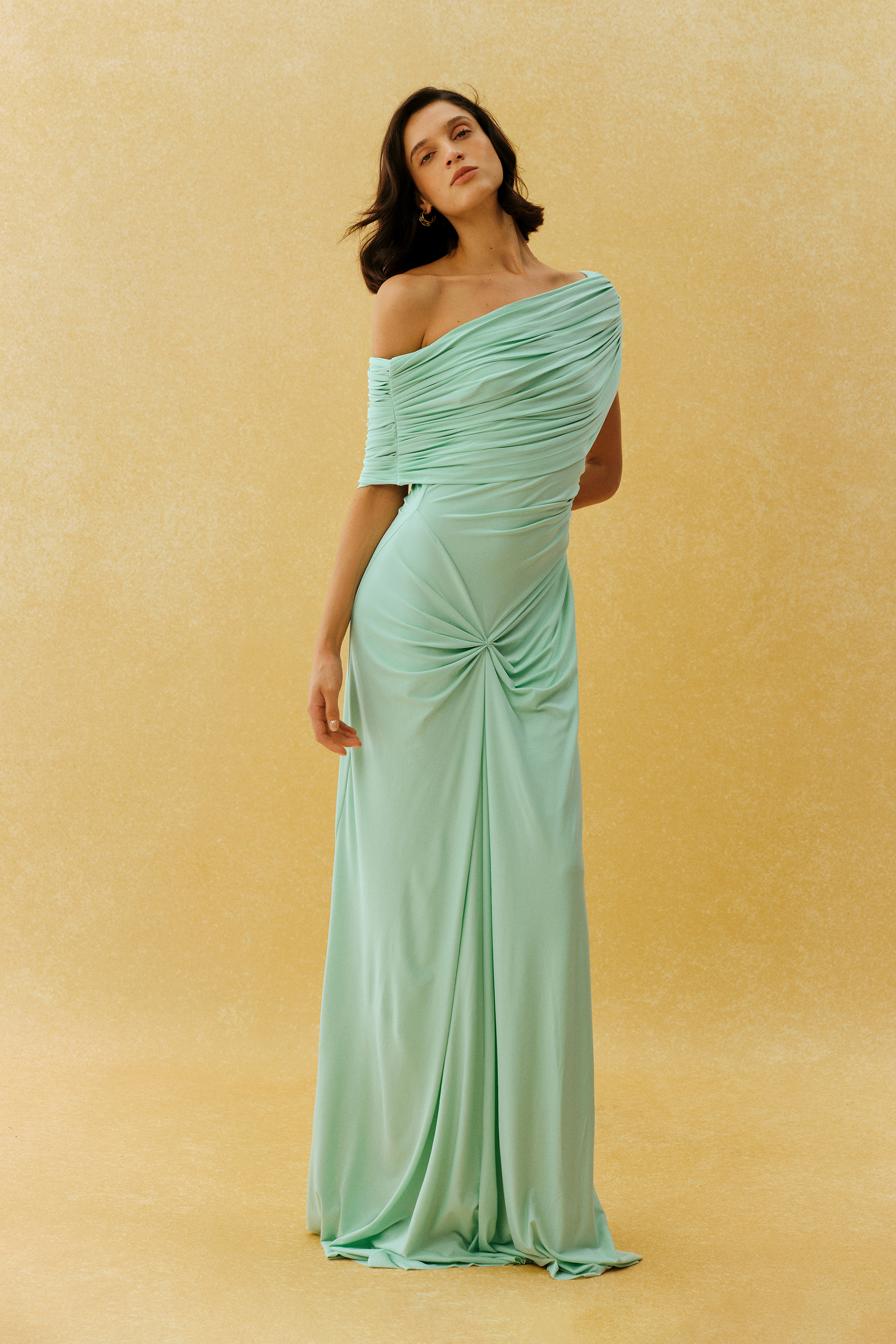 Falling For This Mint Green Off Shoulder Twist Front Maxi Dress