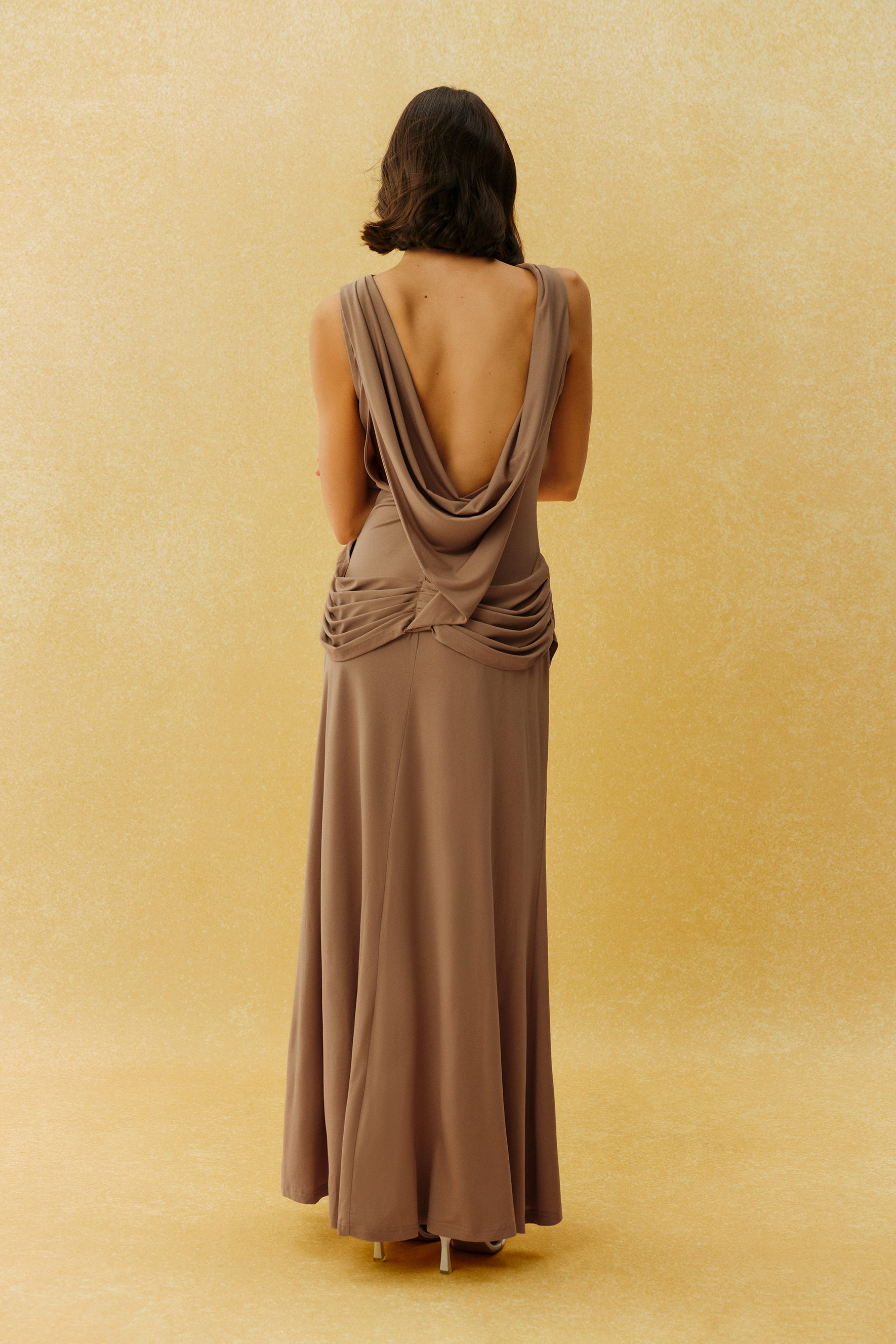 Delicate Love Taupe Brown Sleeveless High Slit Maxi Dress