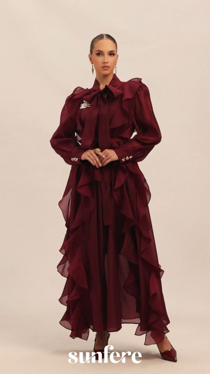 Wondrous Muse Purple Layered Ruffle Maxi Dress