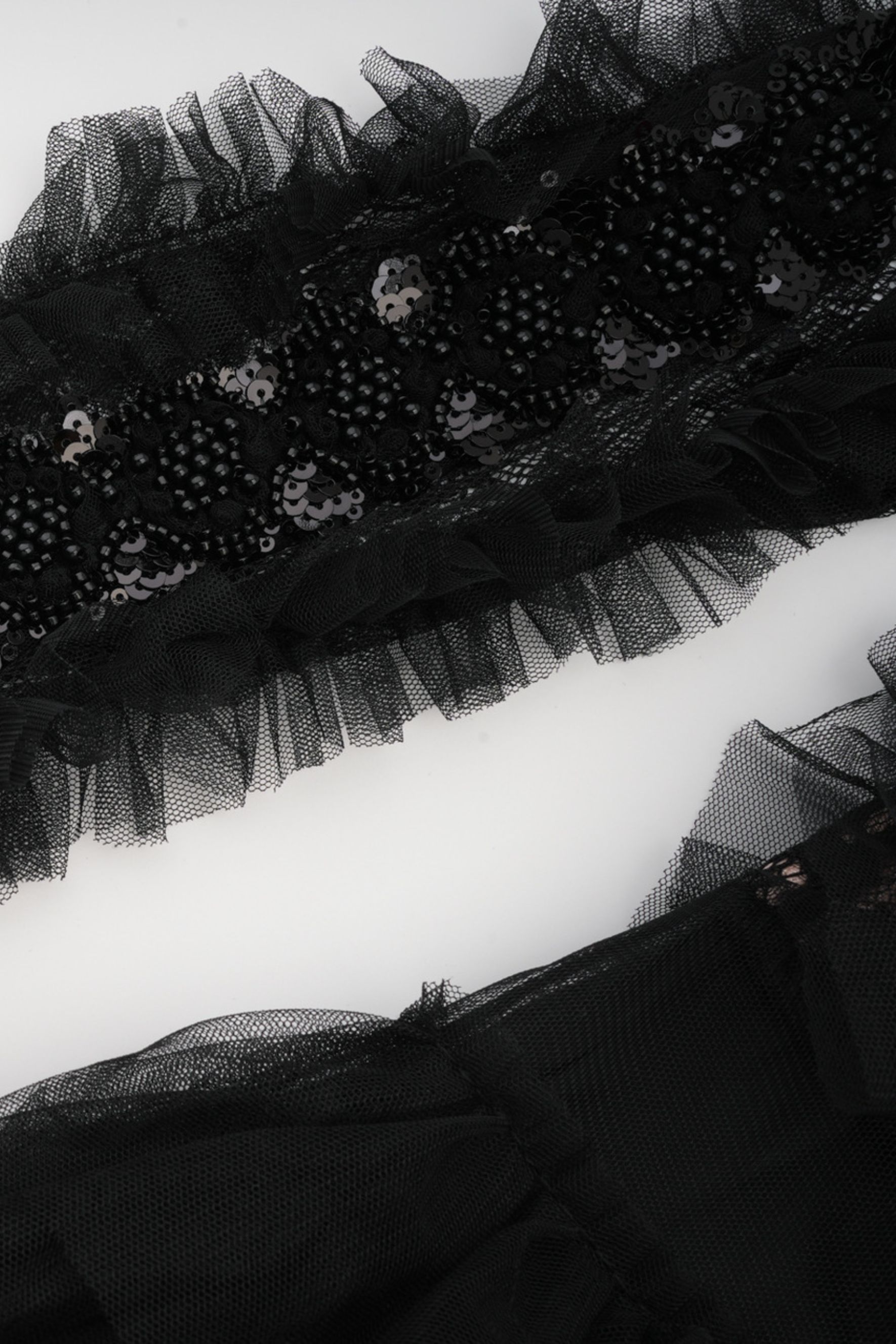 Midnight Allure Black Lace Sleeve Ruffled Maxi Dress