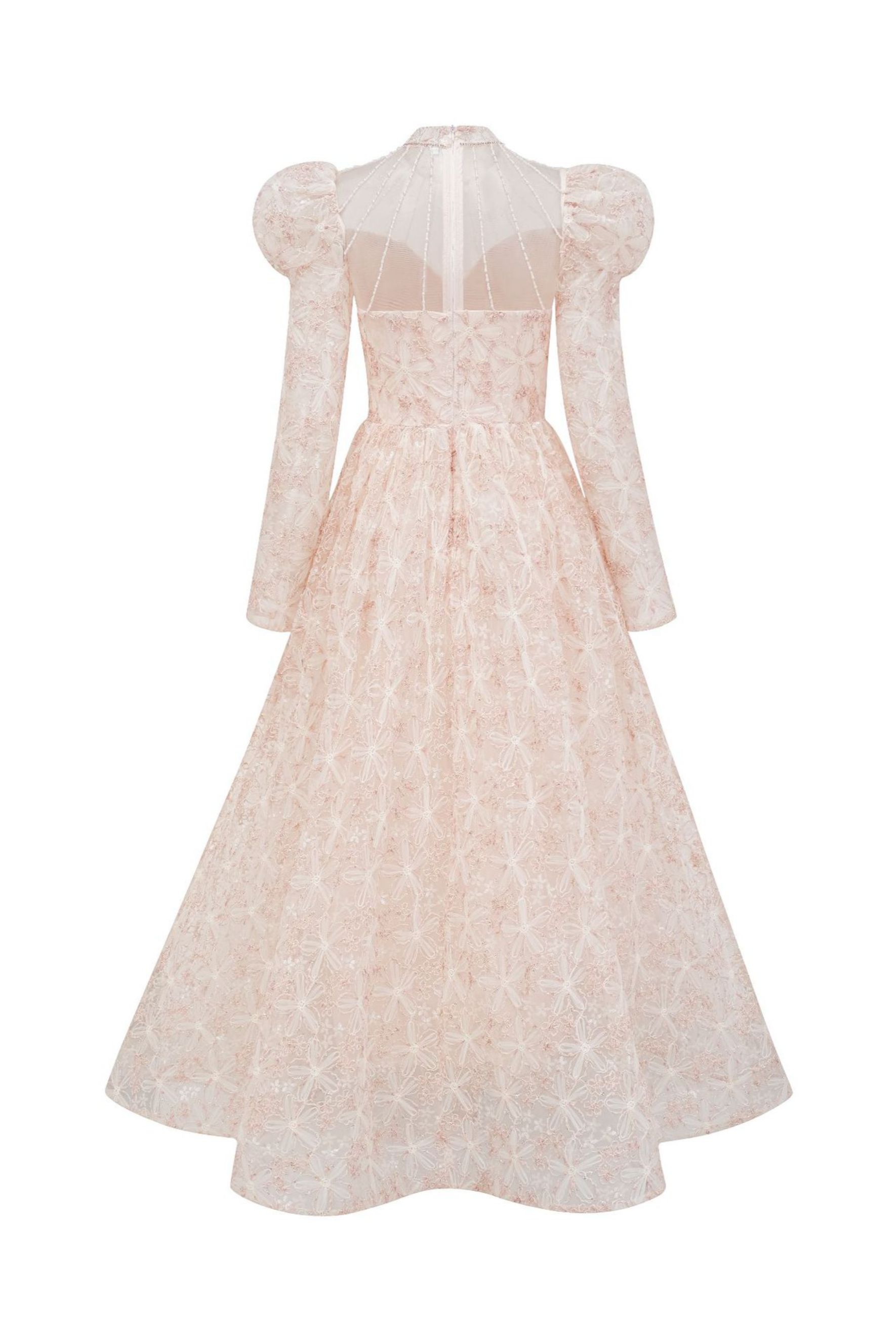 Celia Floral Embroidered Puff Sleeve Maxi Dress