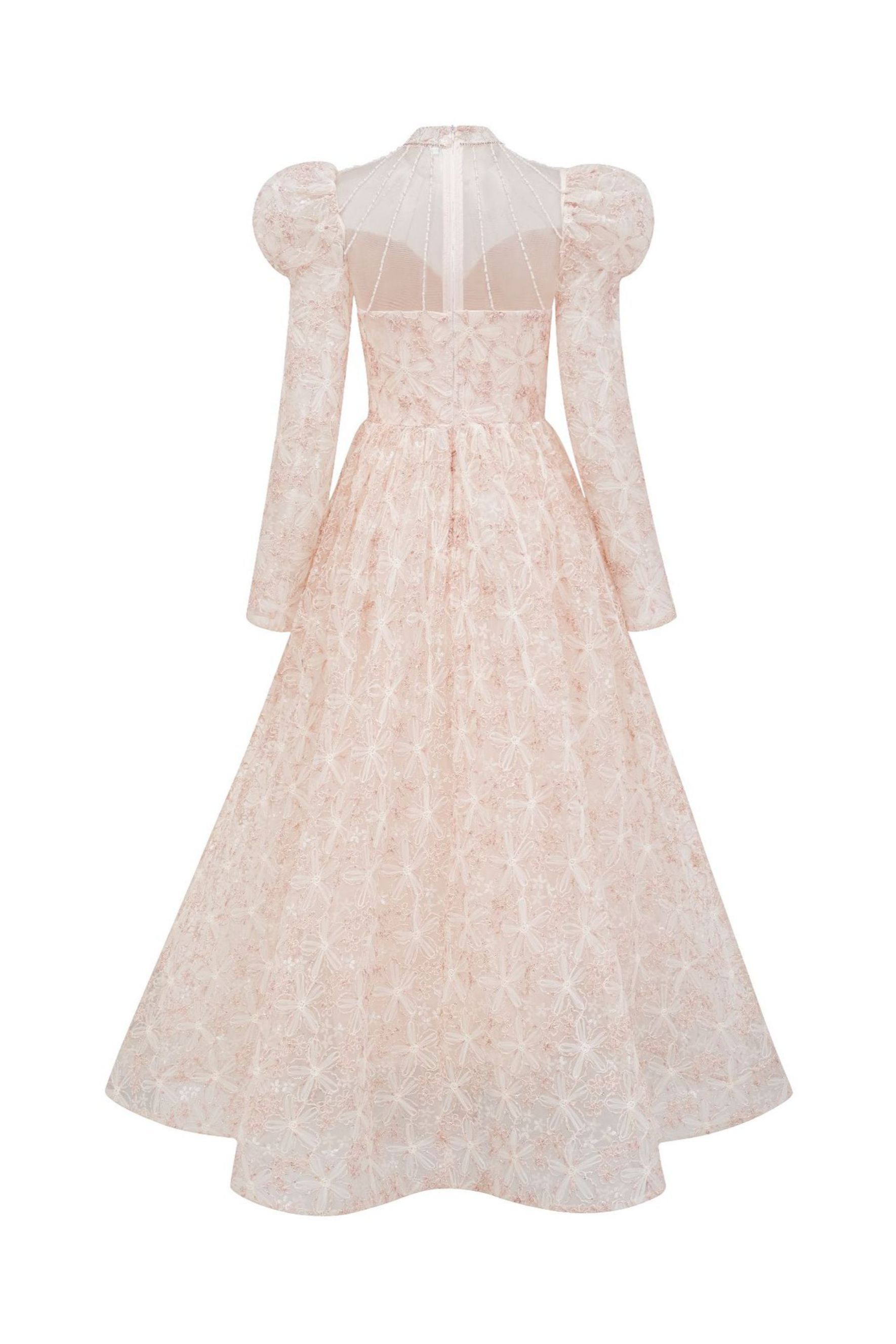 Celia Floral Embroidered Puff Sleeve Maxi Dress