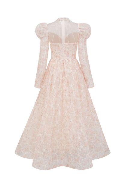 Celia Floral Embroidered Puff Sleeve Maxi Dress