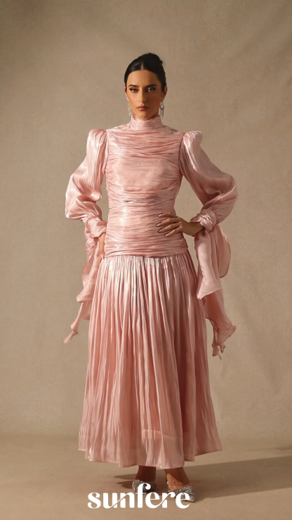 Kinsley Puff Sleeve Ruched Bodice Maxi Dress