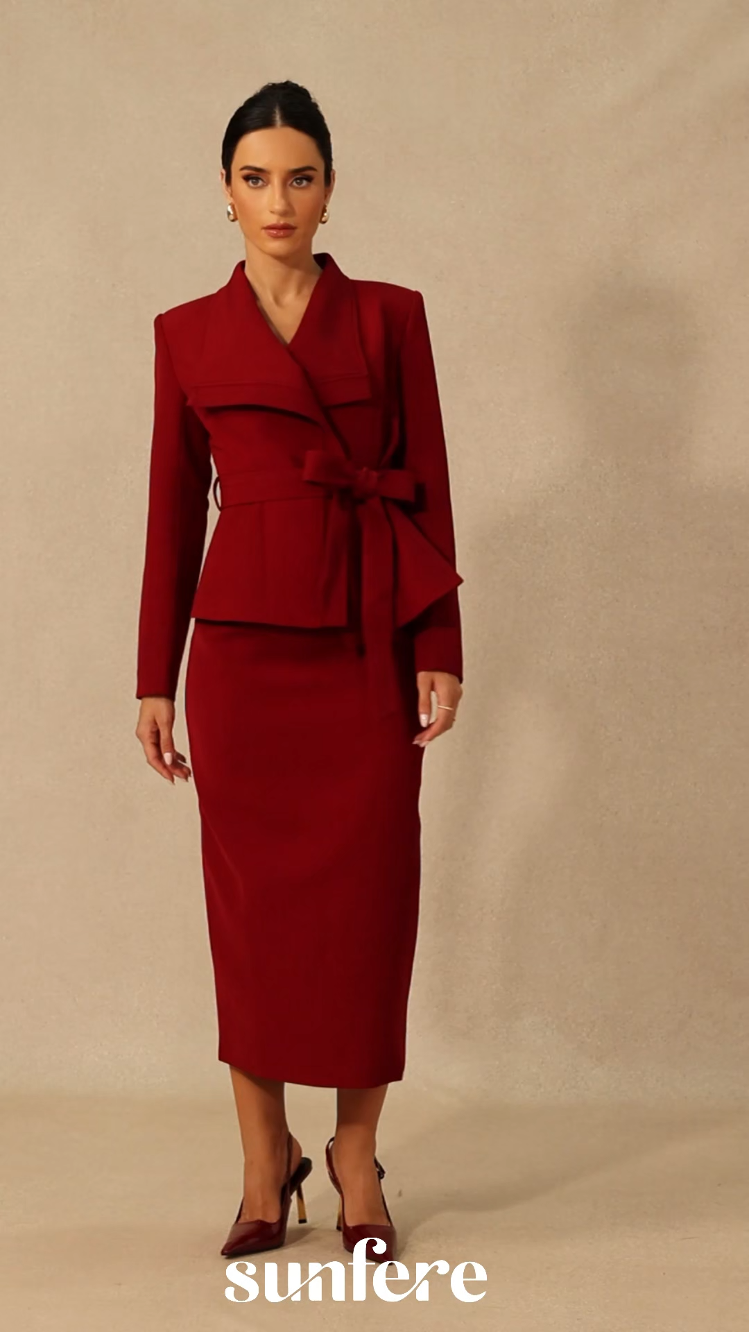 Amaia Tie Waist Blazer & Pencil Skirt Set