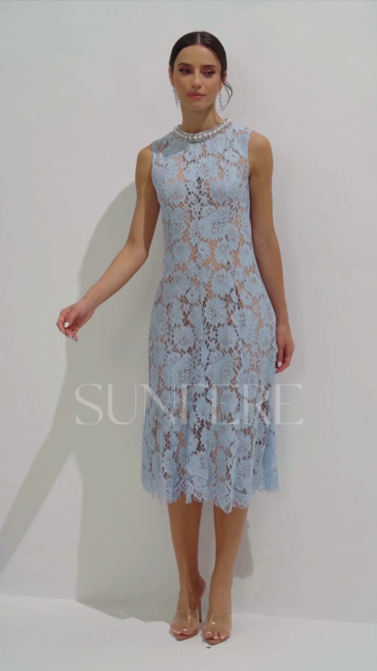 Ariana Floral Lace Sleeveless Midi Dress