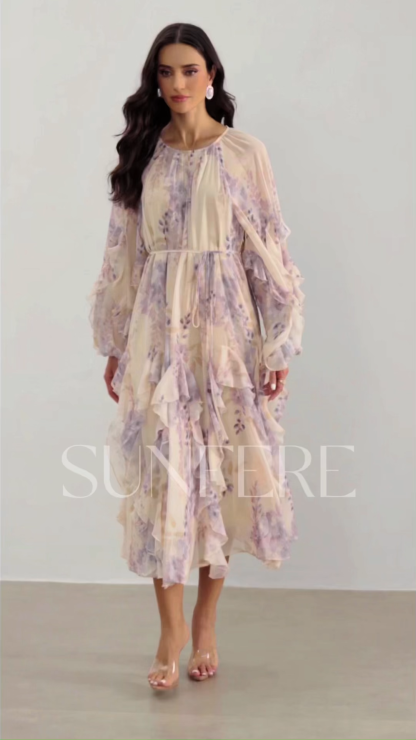 Idelle Floral Print Ruffle Midi Dress