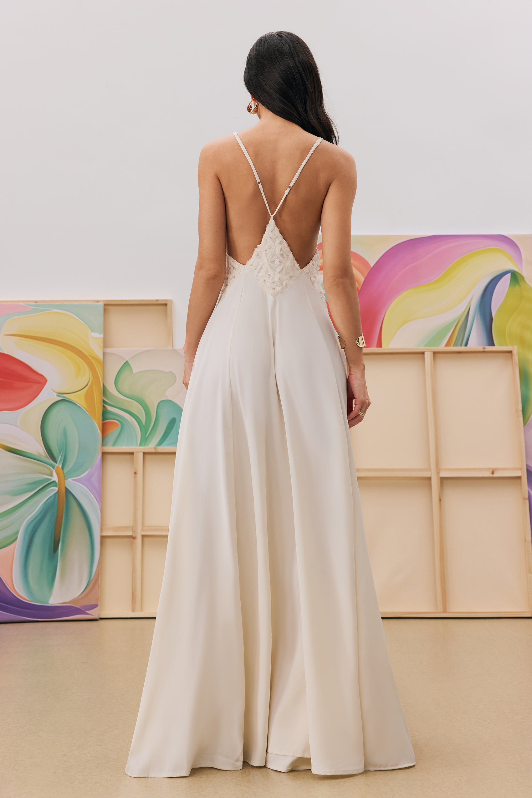 【MAC DUGGAL】関税込★フローラルシフォンドレス Elegant Chiffon Gown with Tiered Design and V-Neckline