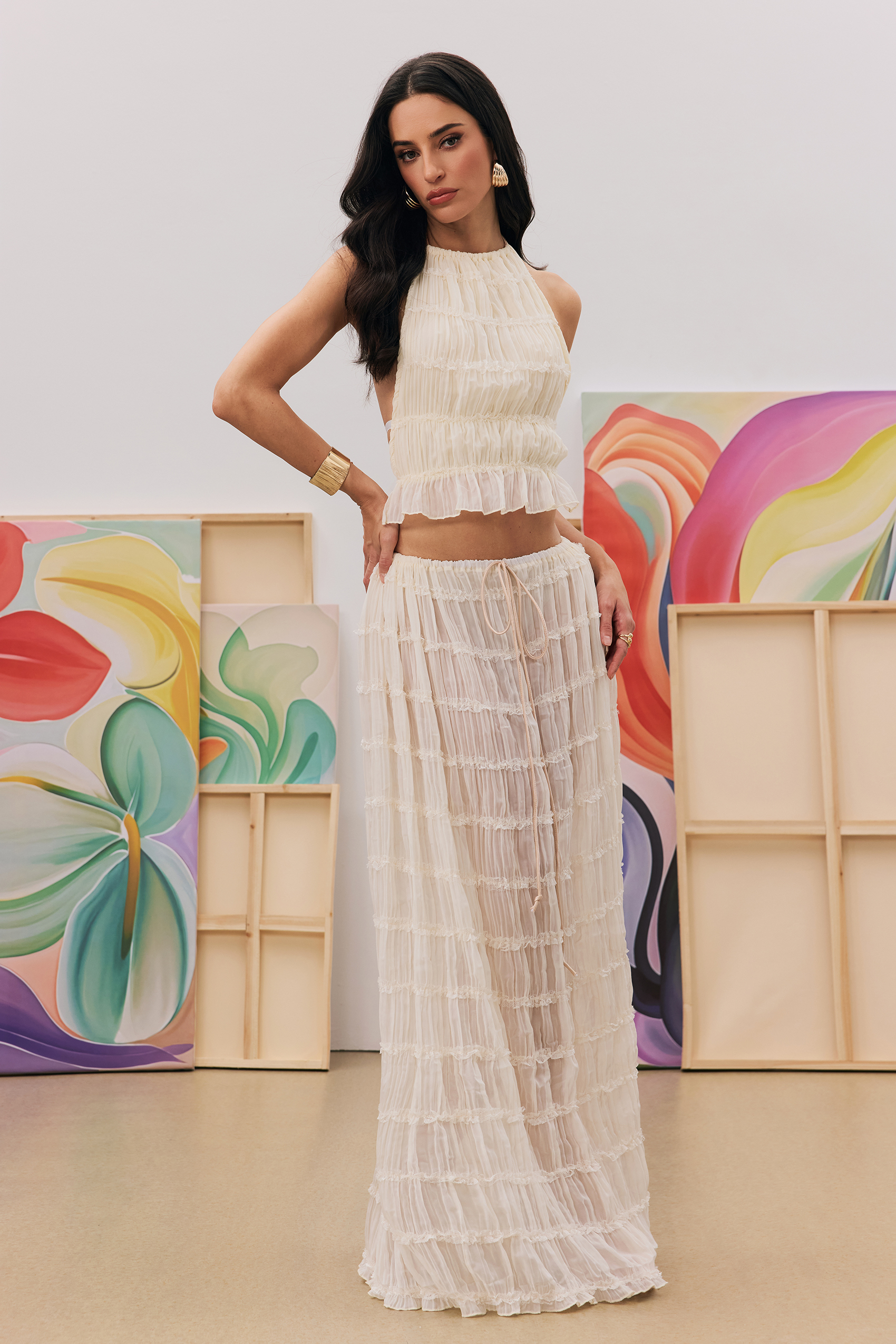 Rosalie Backless Pleated Set