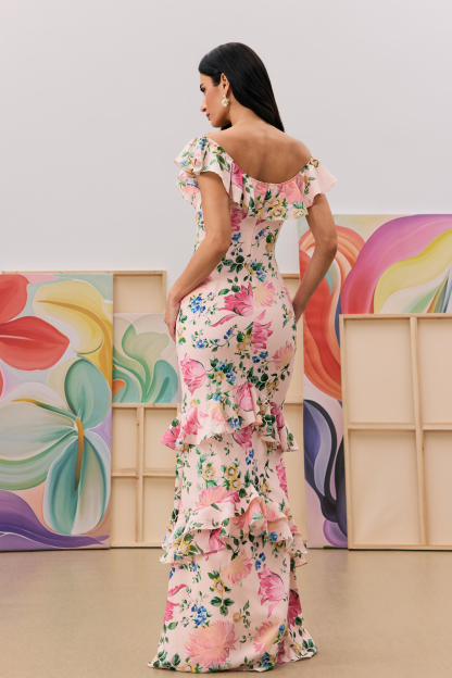 Valerie Floral Print Tiered Ruffle Maxi Dress