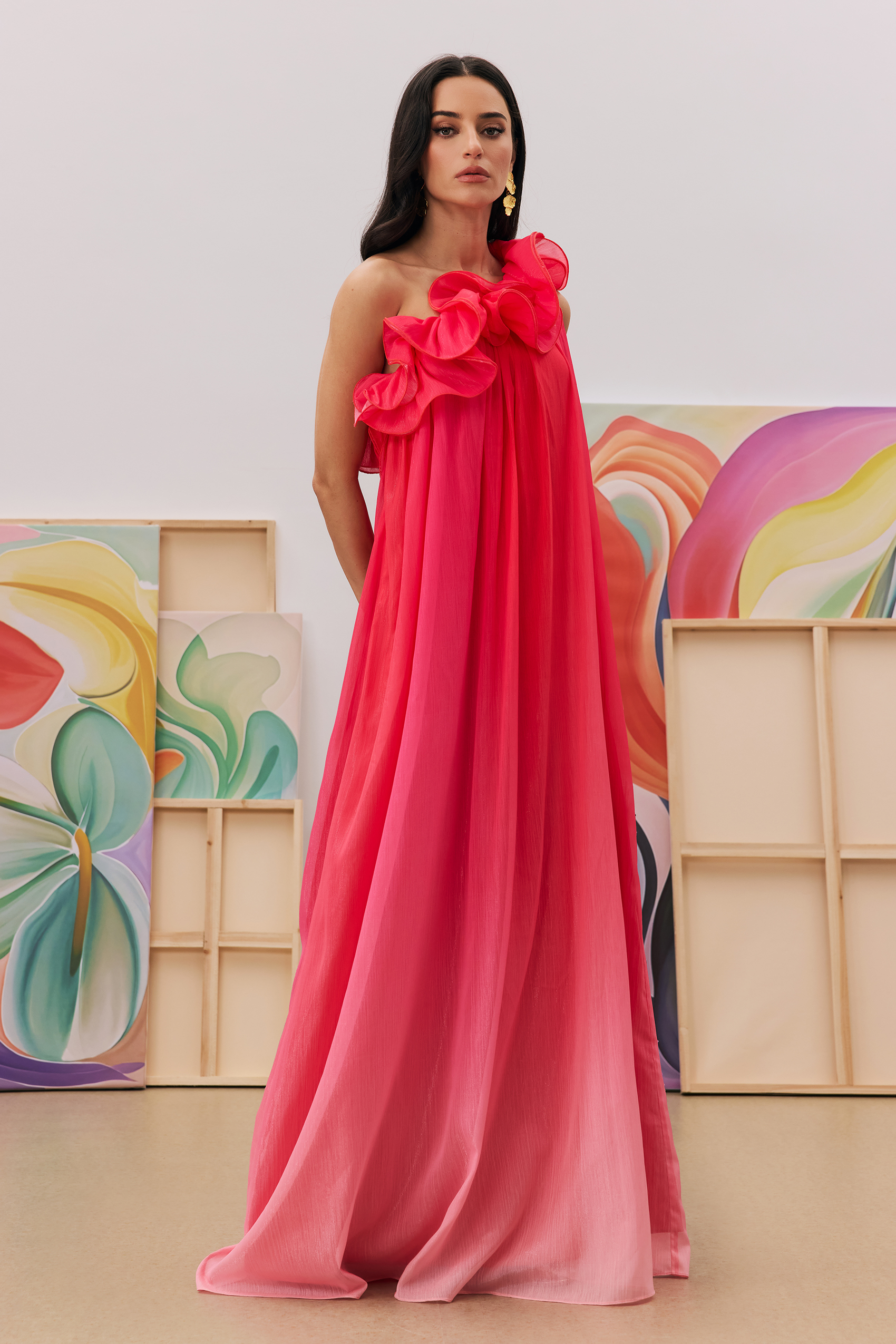 Fiona One Shoulder Gradient Maxi Dress