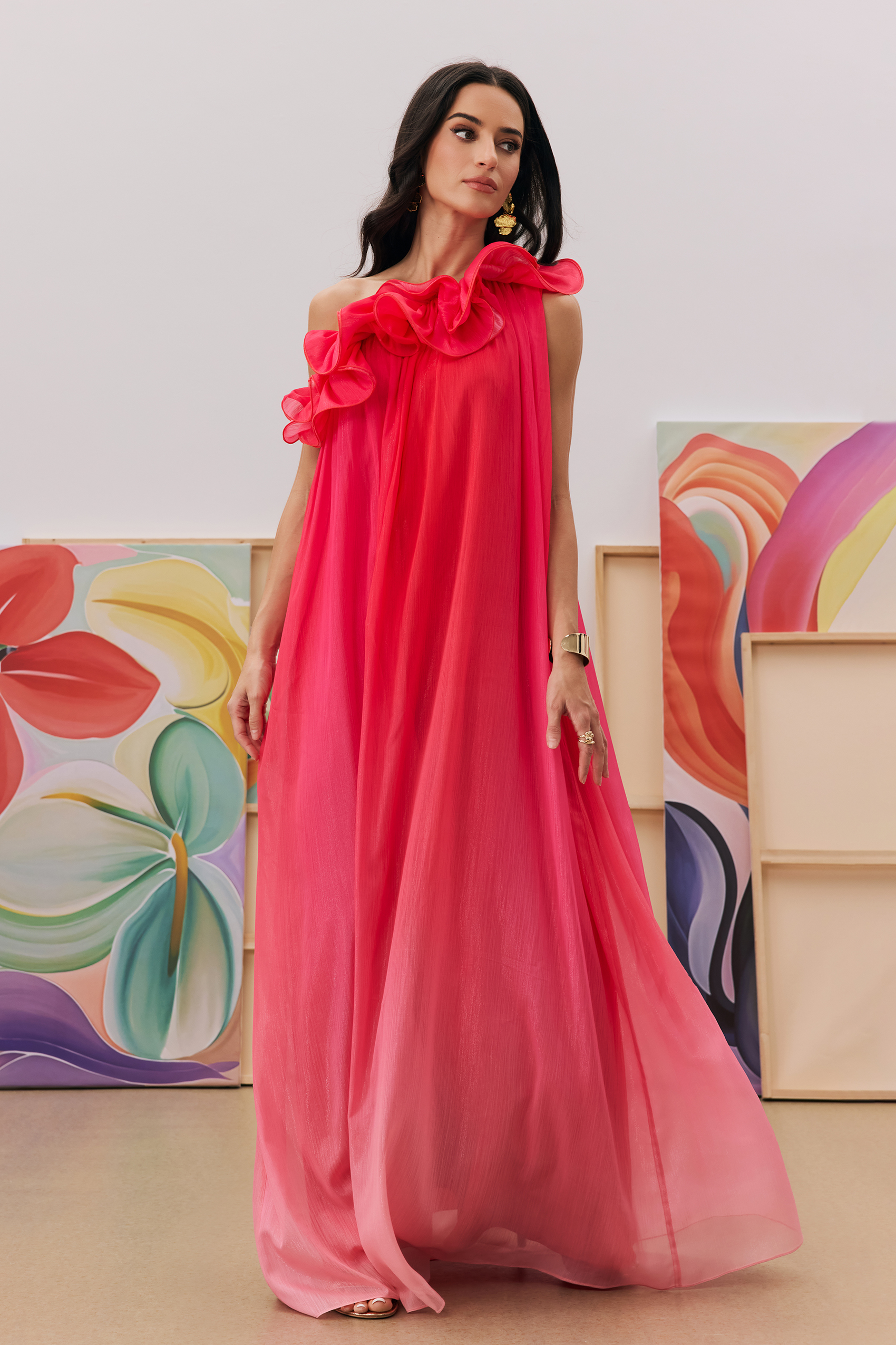 Fiona One Shoulder Gradient Maxi Dress