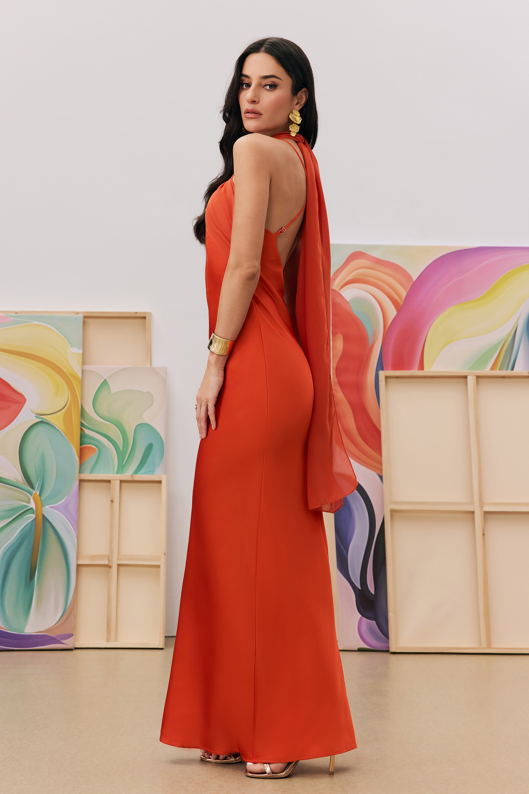 Athena Cross Strap Open Back Maxi Dress