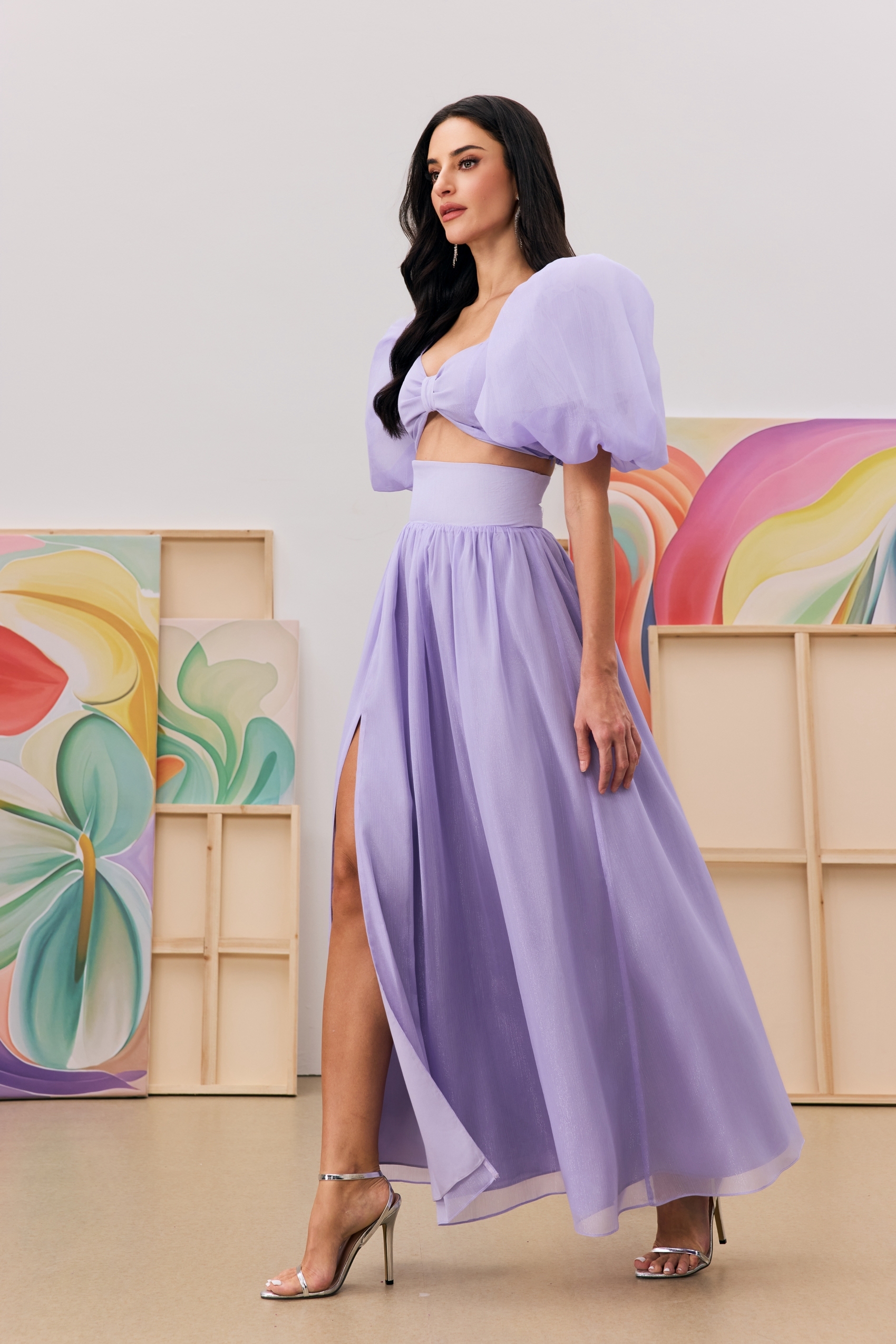 Melissa Puff Sleeve Sweetheart Top & Skirt Set