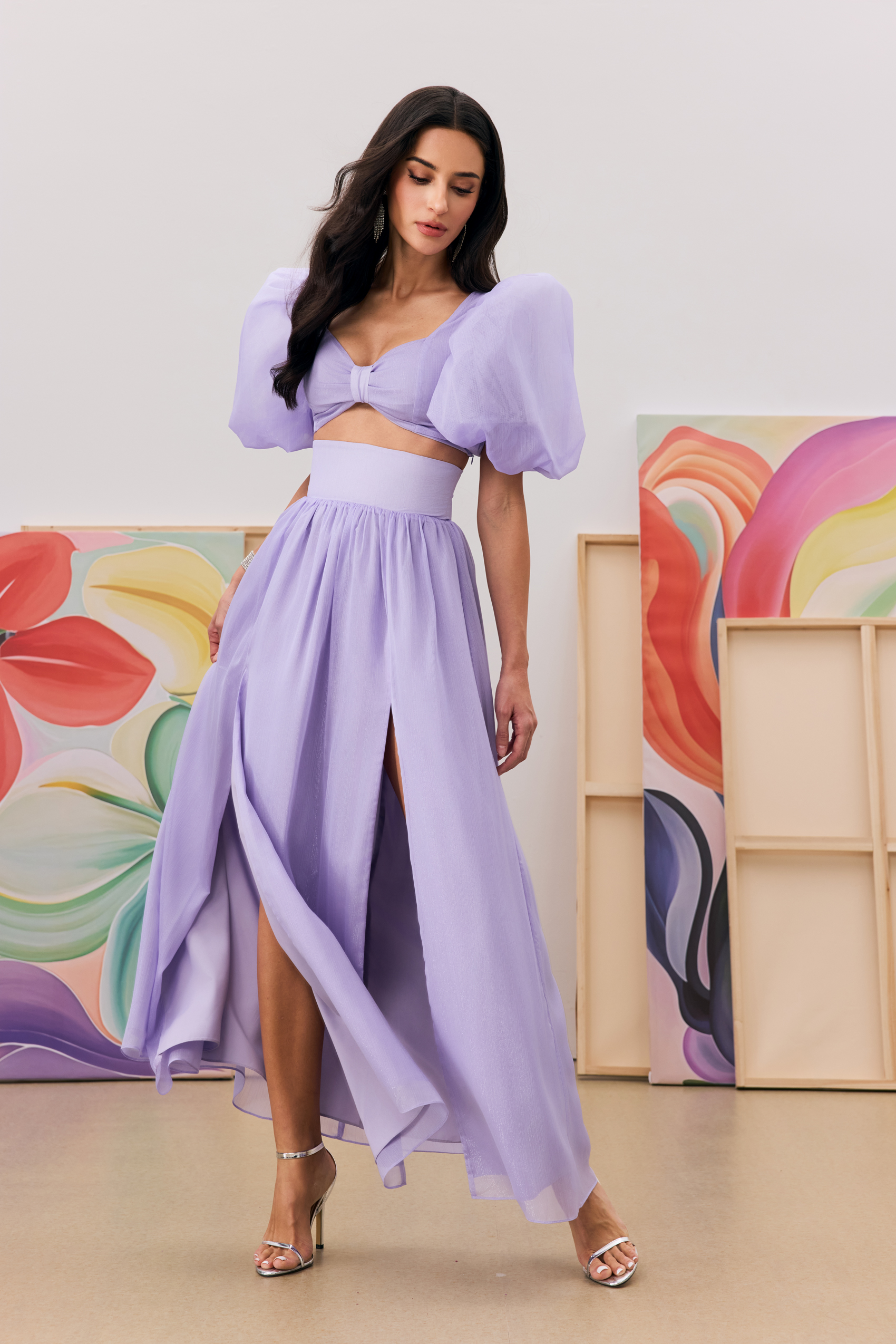 Melissa Puff Sleeve Sweetheart Top & Skirt Set