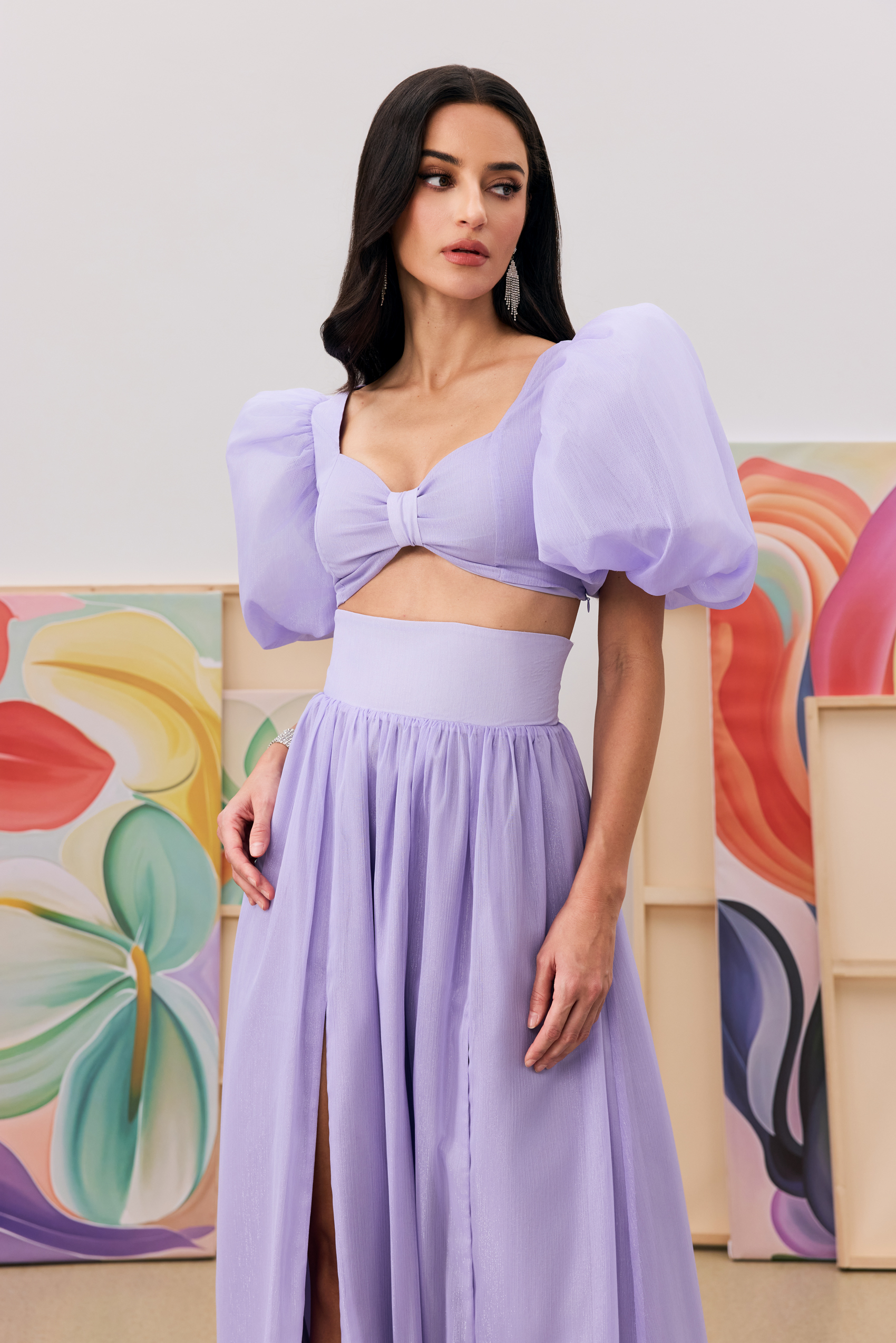 Melissa Puff Sleeve Sweetheart Top & Skirt Set