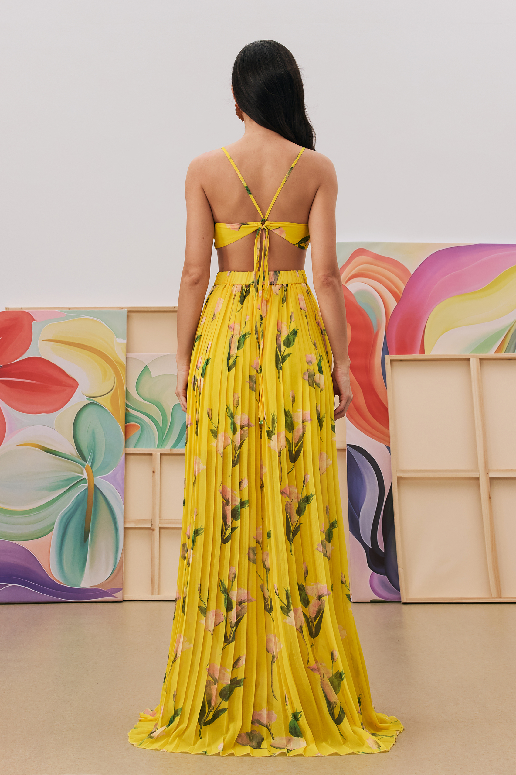 Norma Floral Print Pleated Maxi Dress