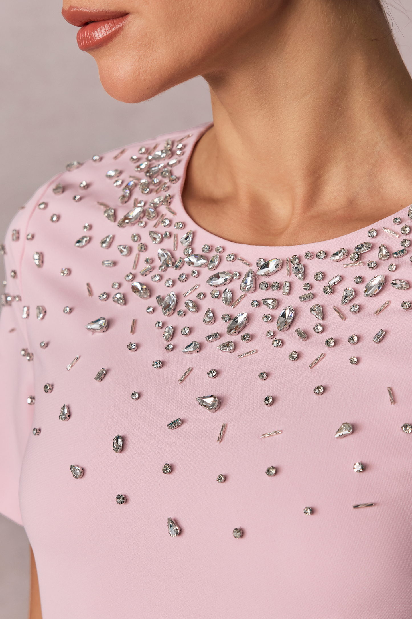 Regina Crystal Embellished Short Sleeve Mini Dress