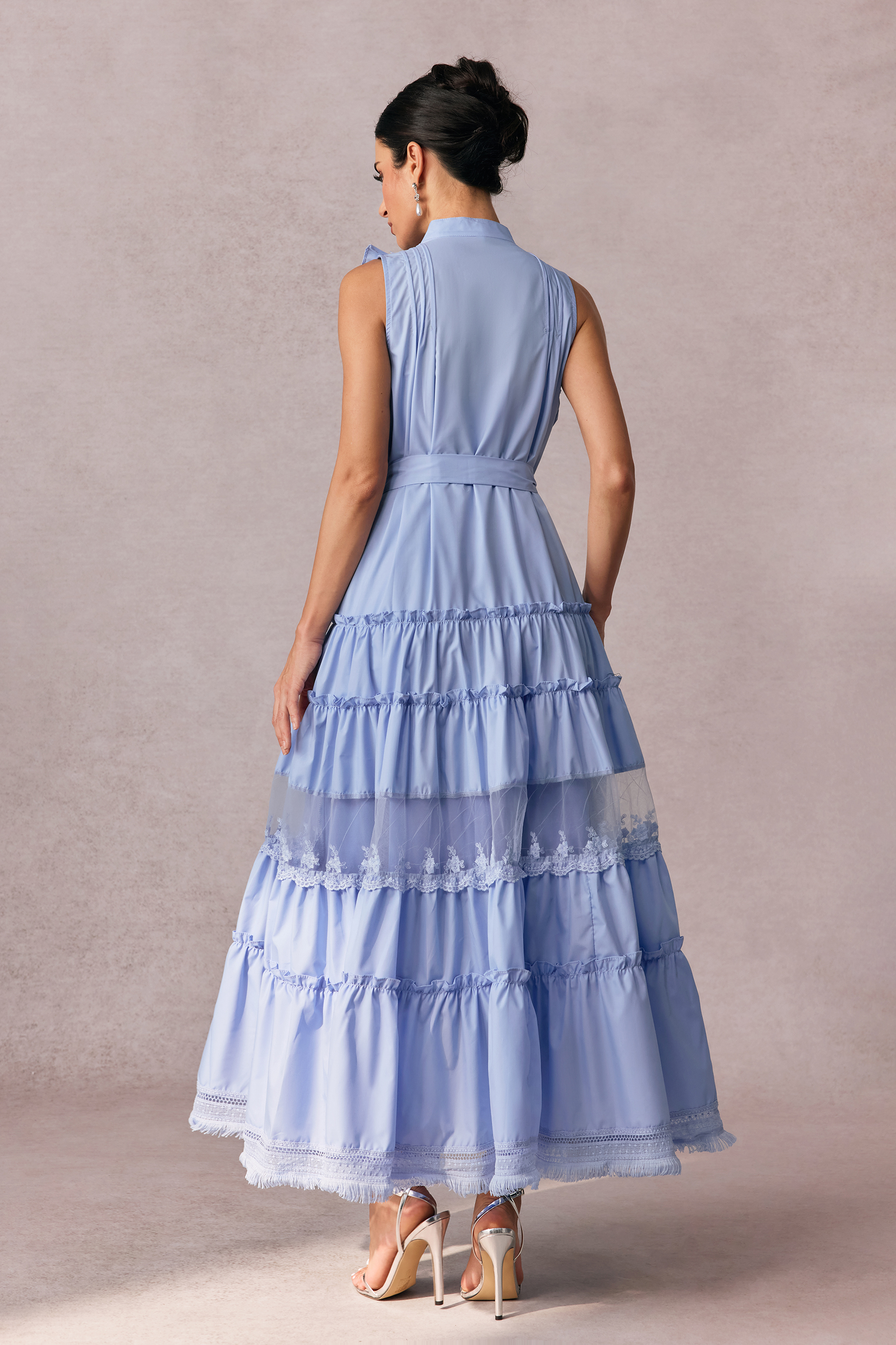 Eileen Sleeveless Ruffle Trim Maxi Dress – Sunfere