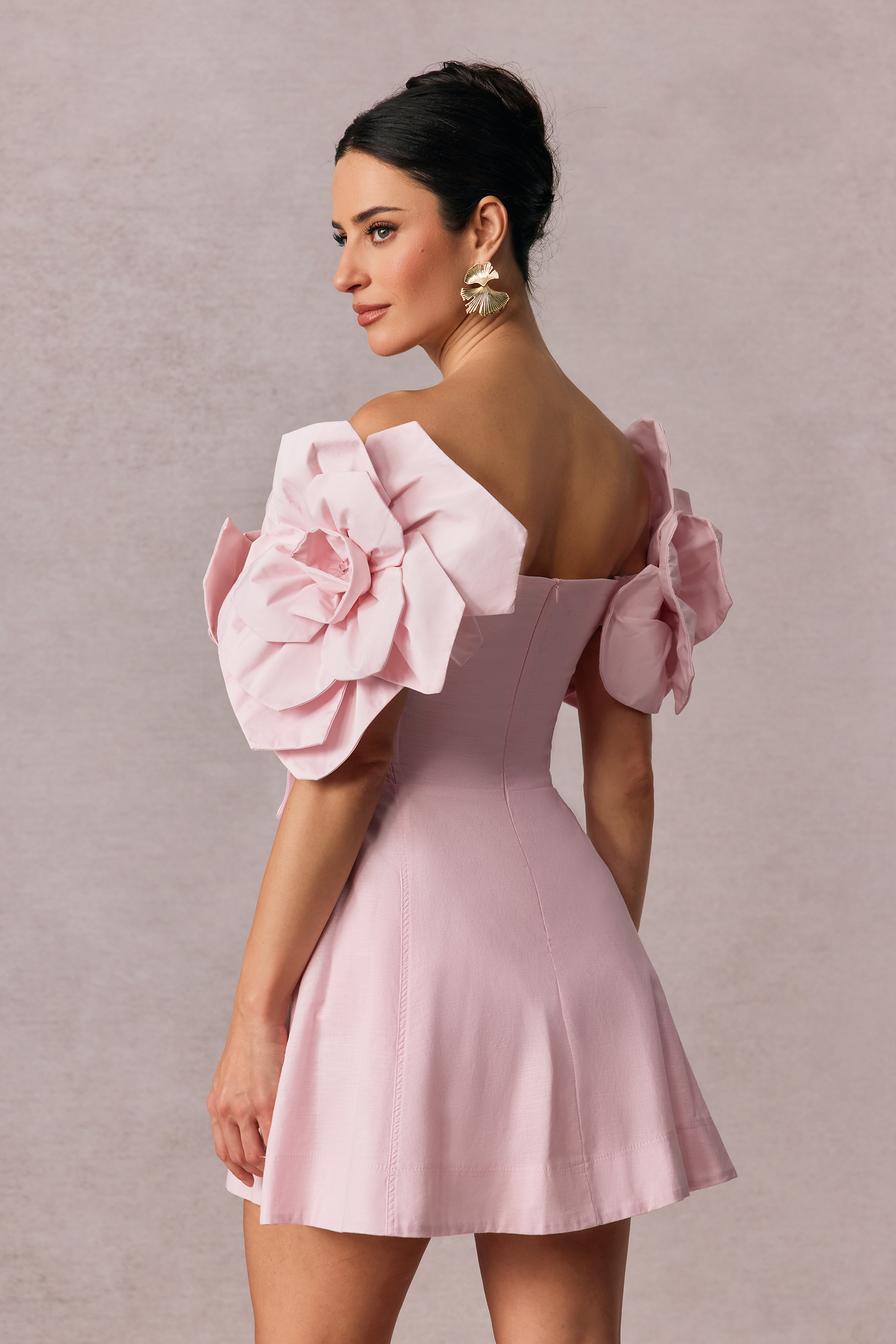 Evelyn Oversized Floral Applique Mini Dress