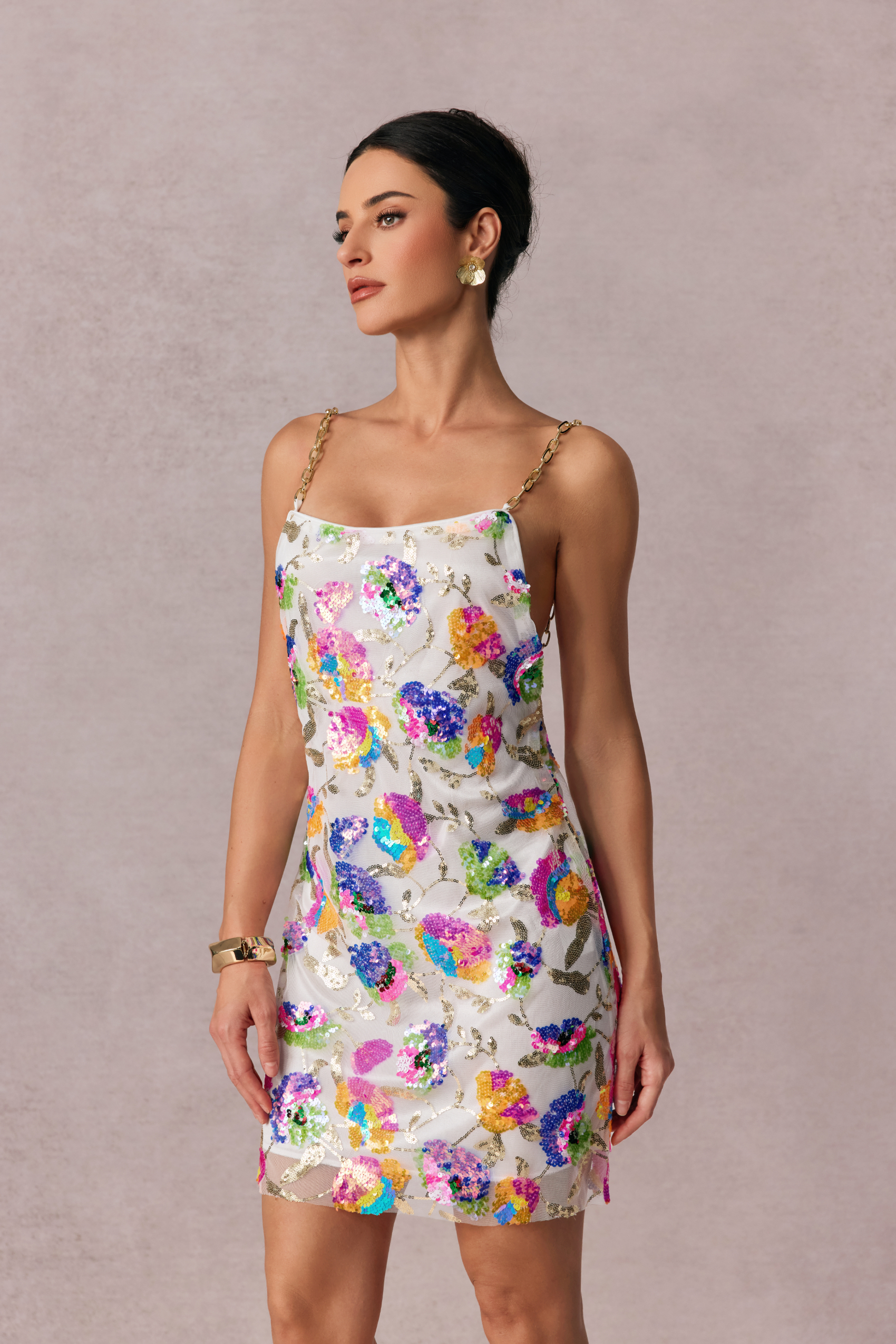 Fanny Embroidered Sequins Backless Mini Dress