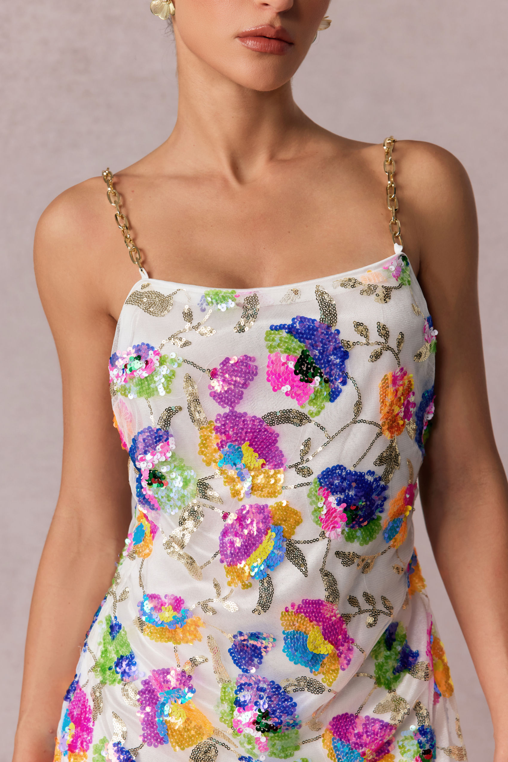 Fanny Embroidered Sequins Backless Mini Dress