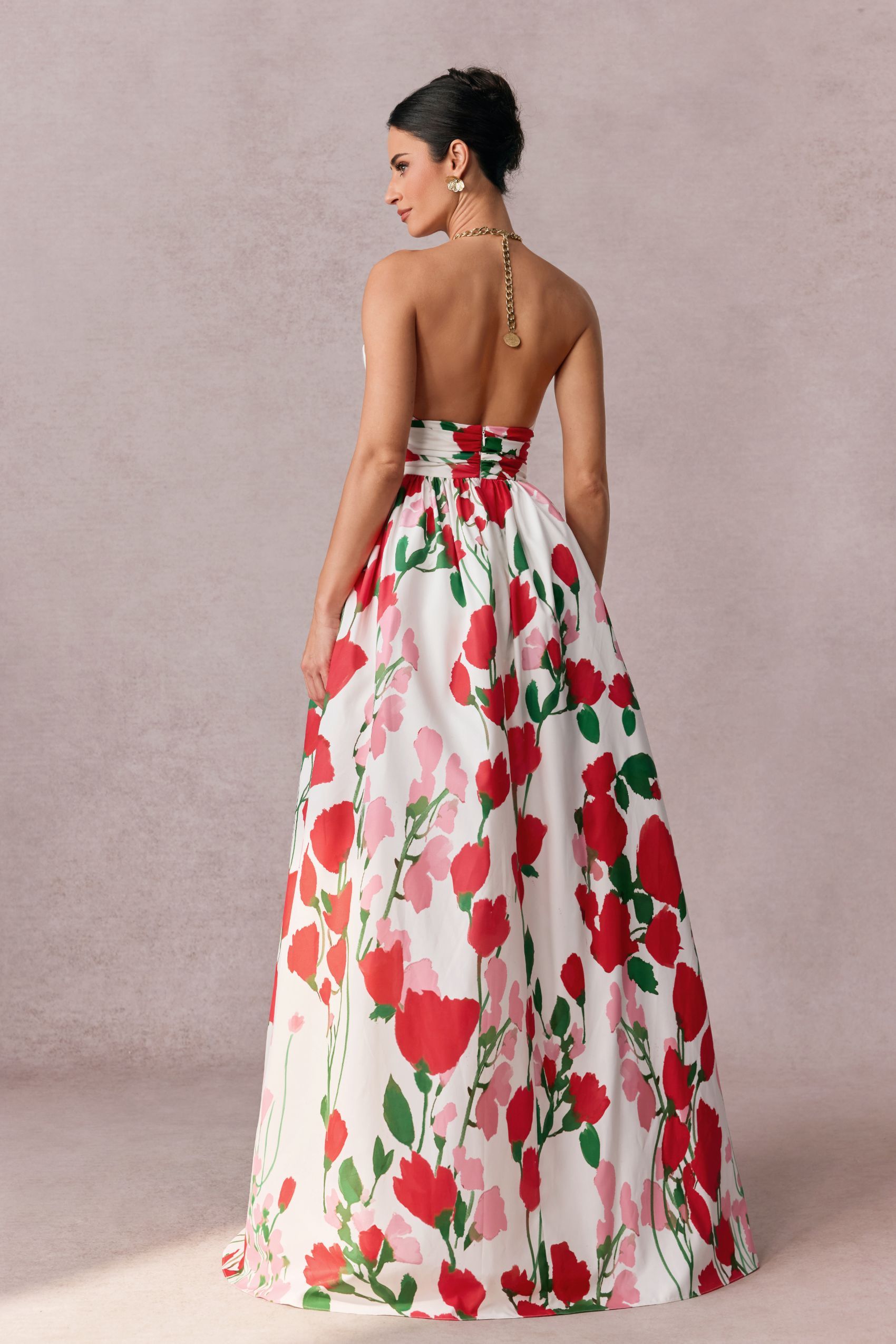 Julia Floral Print Halter Neck Maxi Dress
