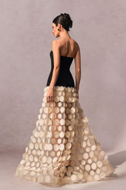 Irene Strapless Sheer Tulle Maxi Dress