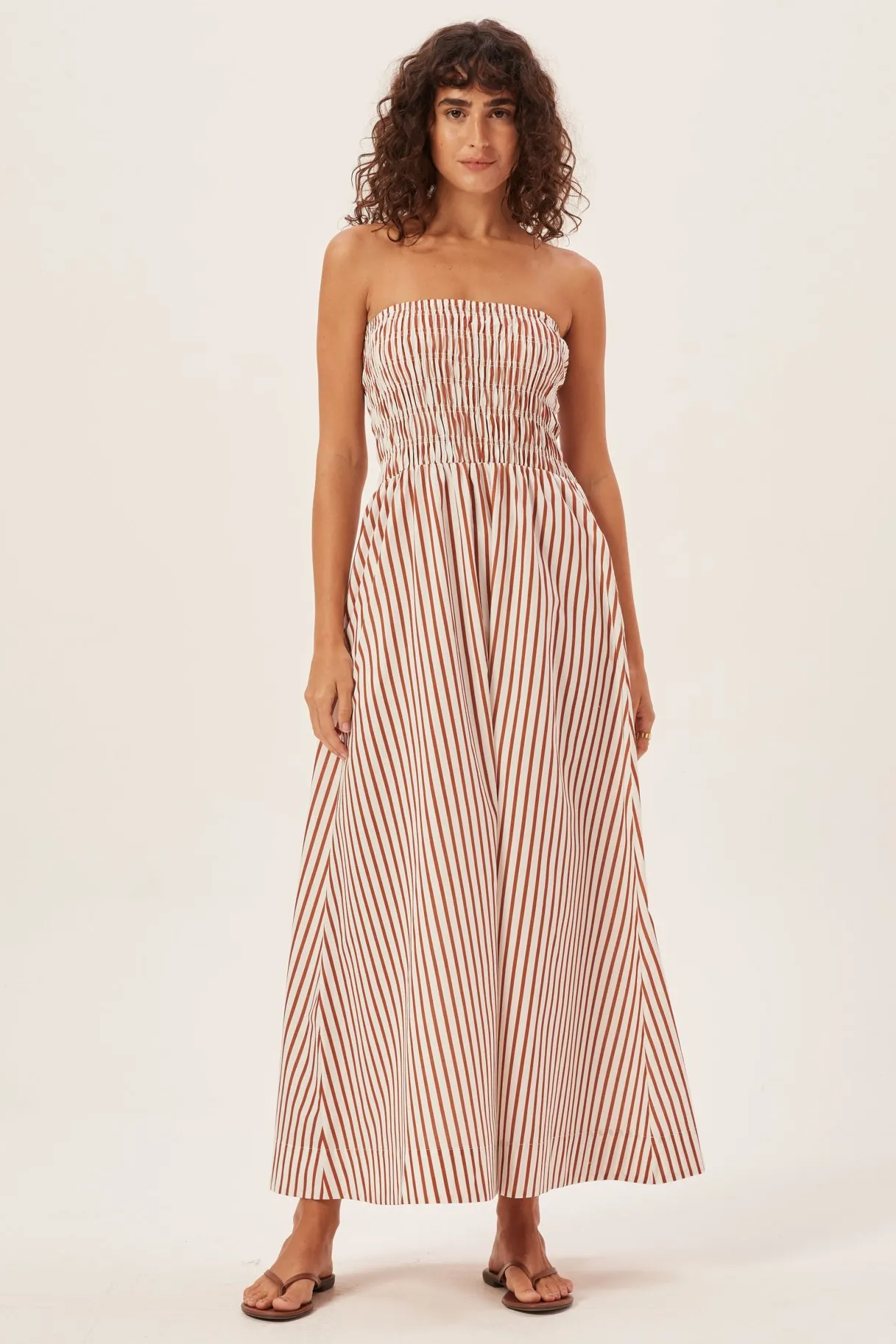 Maud Smocked Stripe Tube Maxi Dress-Sunfere