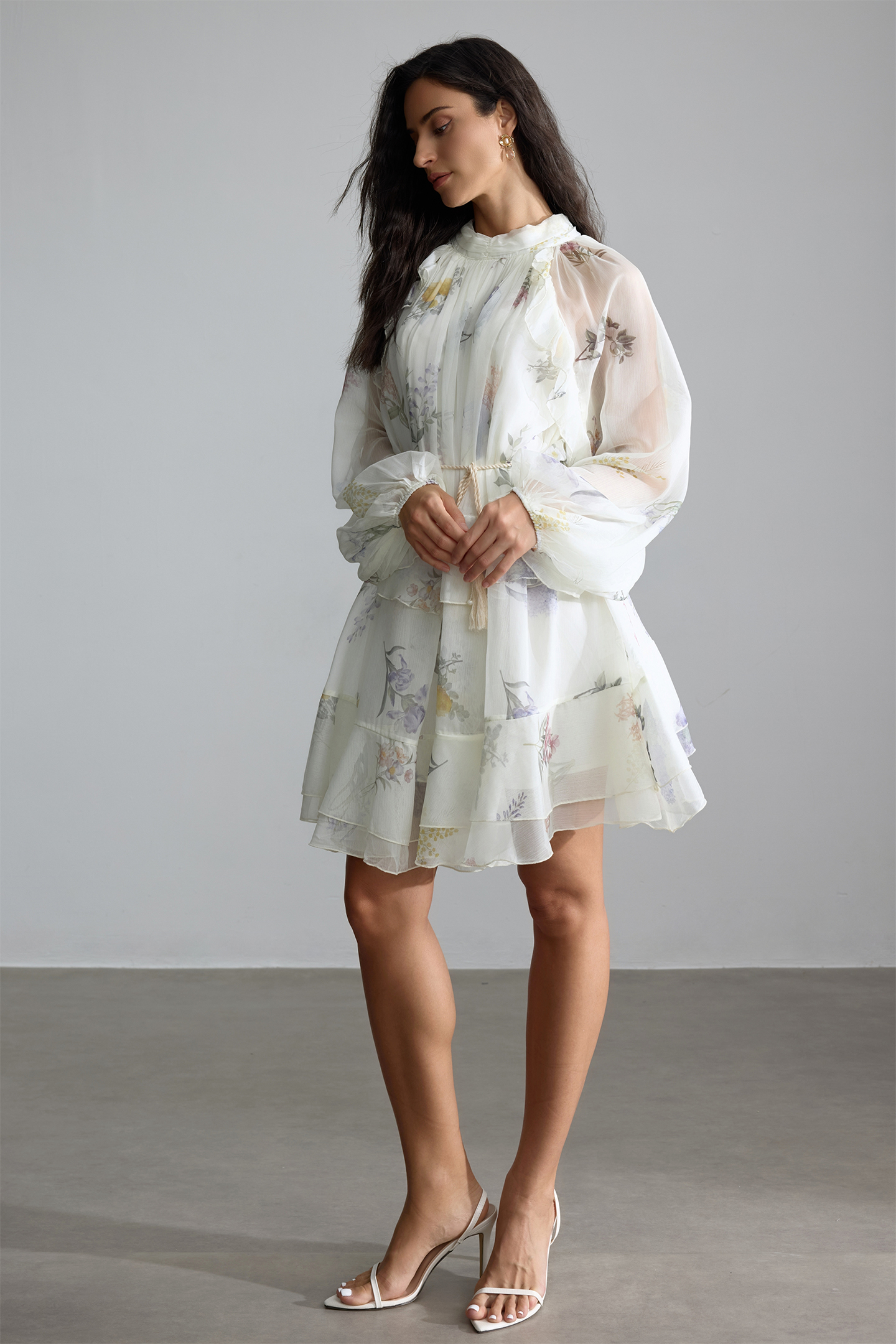 Felicia Floral Print Tiered Mini Dress