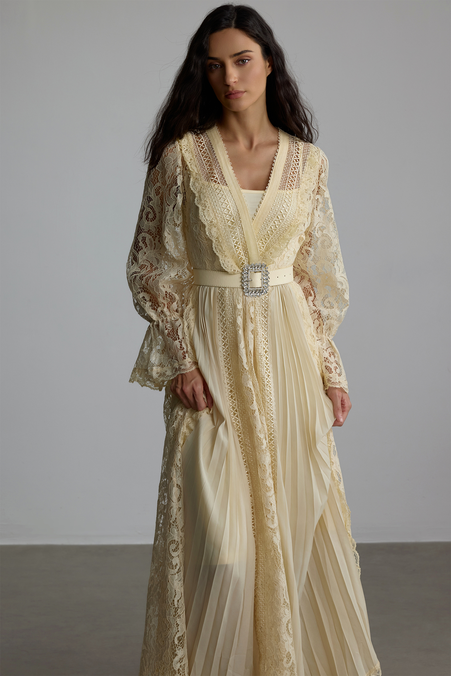 Anita Long Sleeve Sheer Lace Maxi Dress