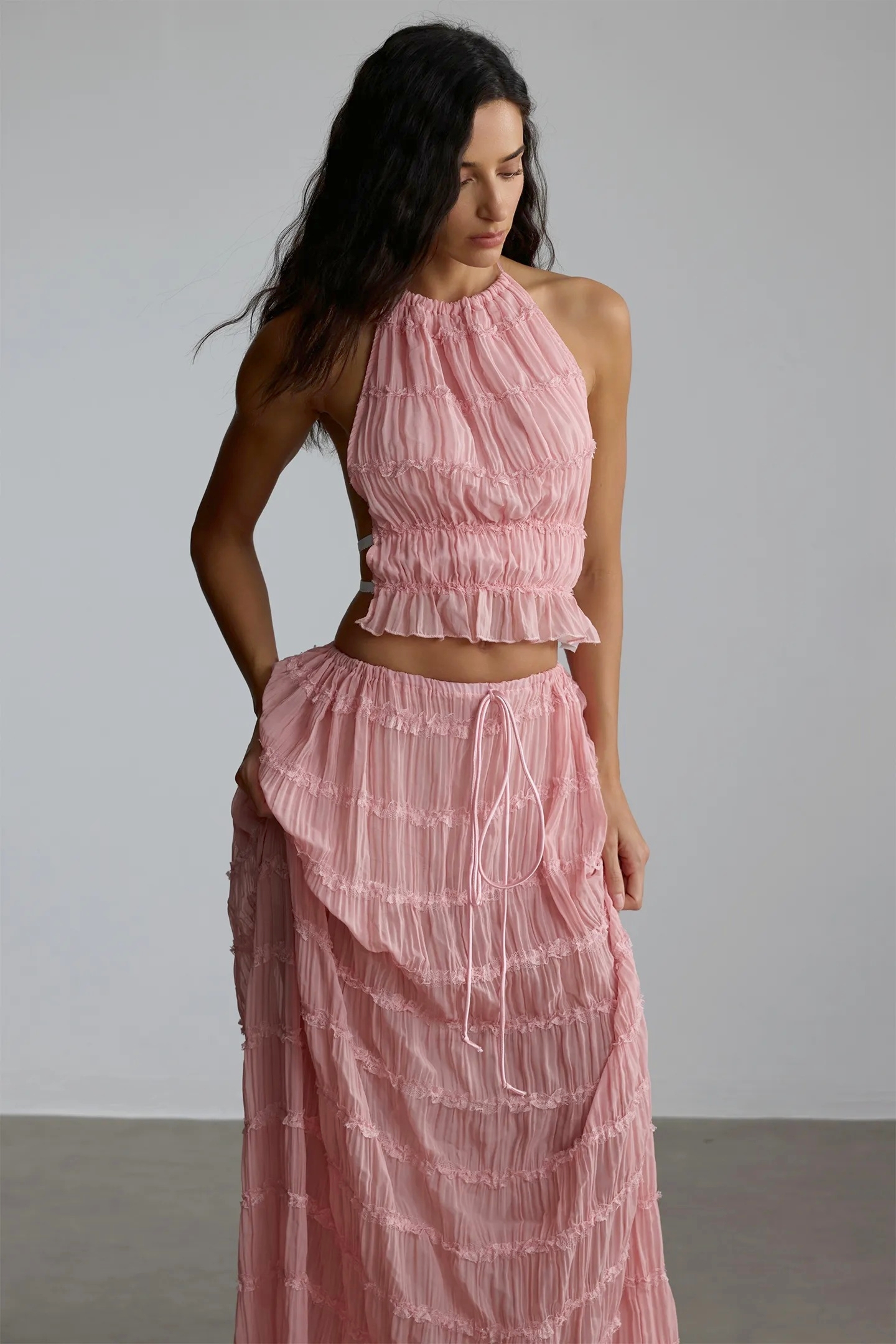 Chic Backless Pleated Set Dress for All Occasions - sunfere