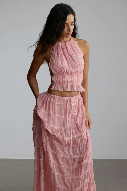 Rosalie Backless Pleated Set