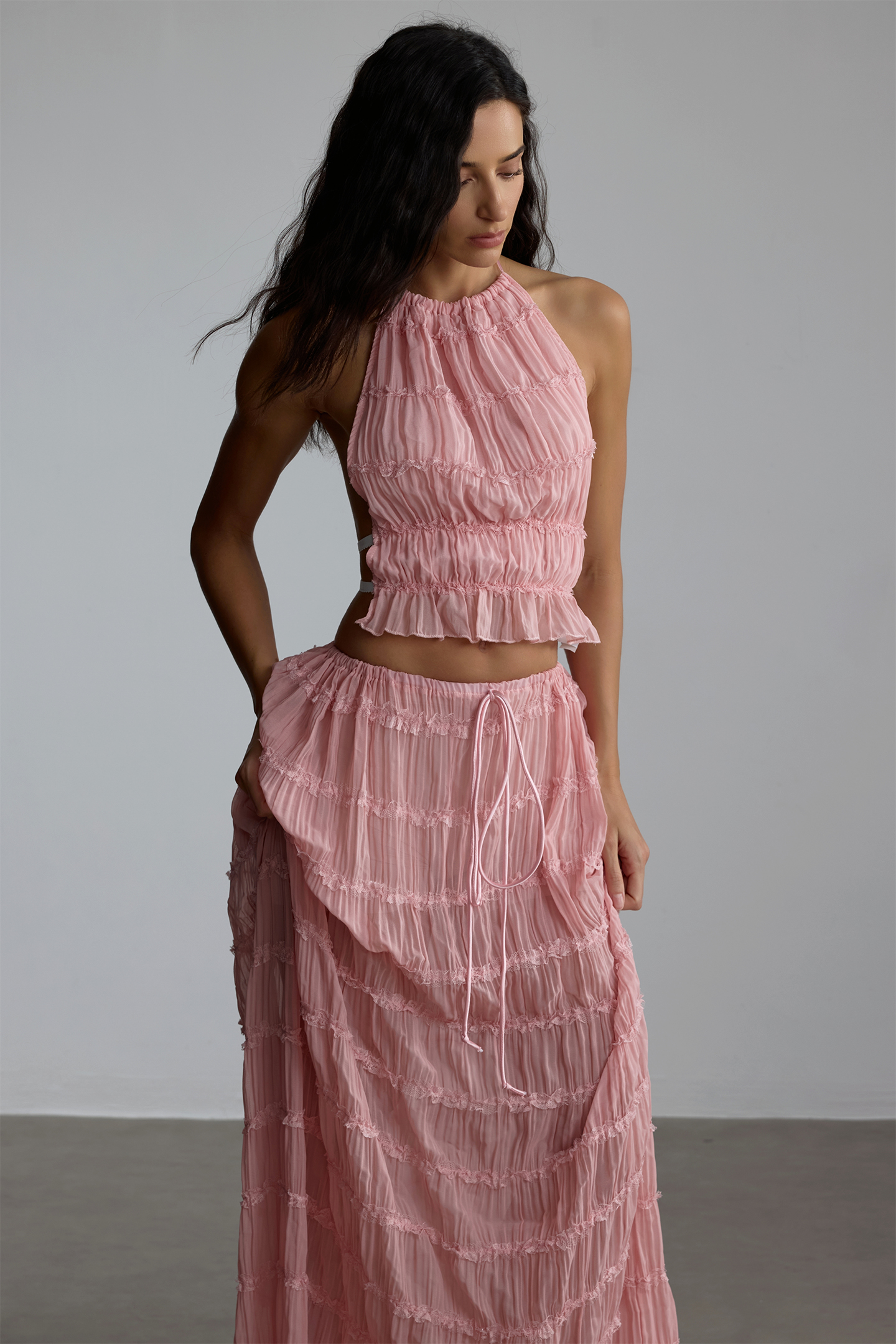 Rosalie Backless Pleated Set