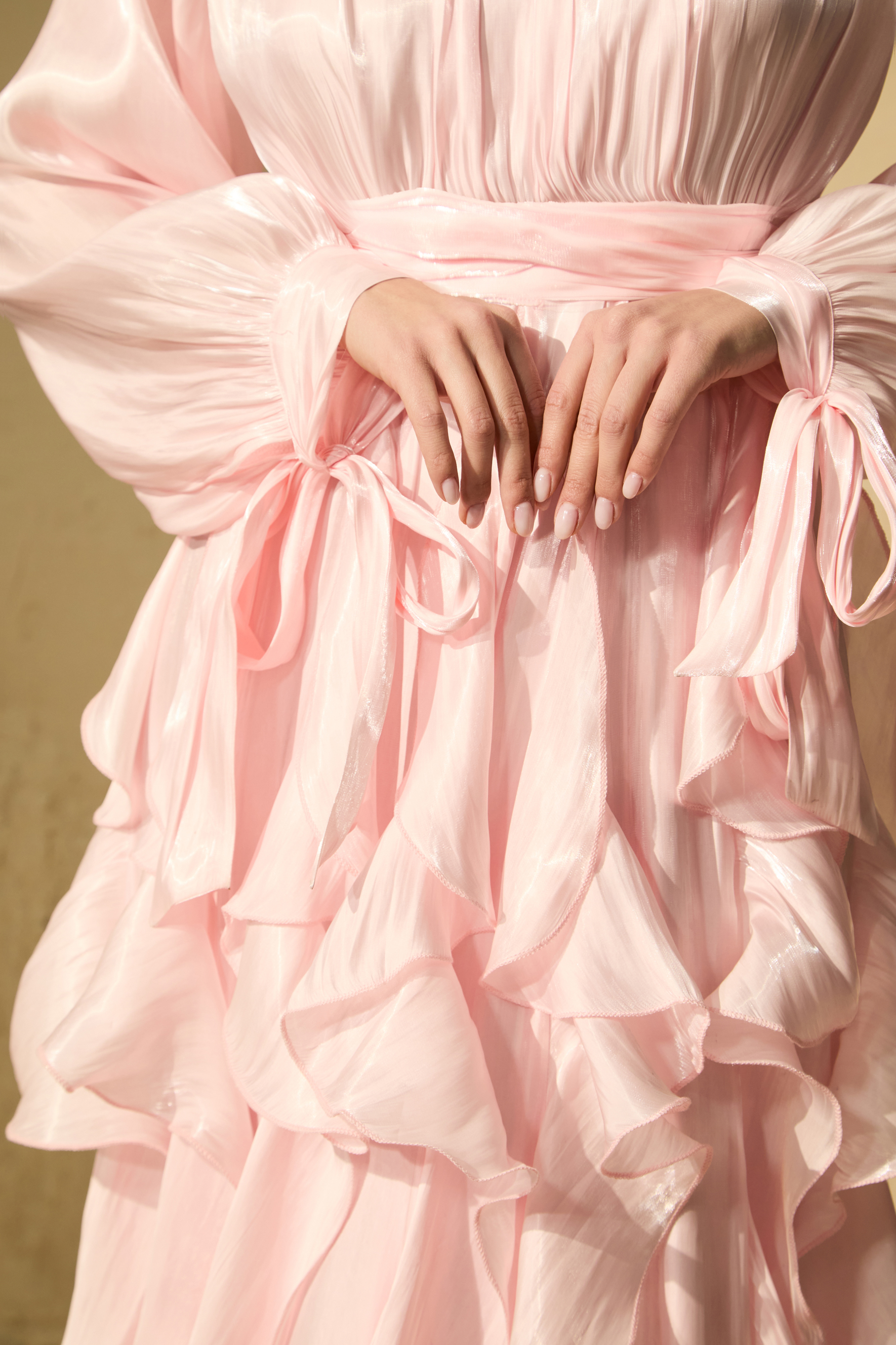 Estella Puff Sleeve Ruffle Trim Maxi Dress