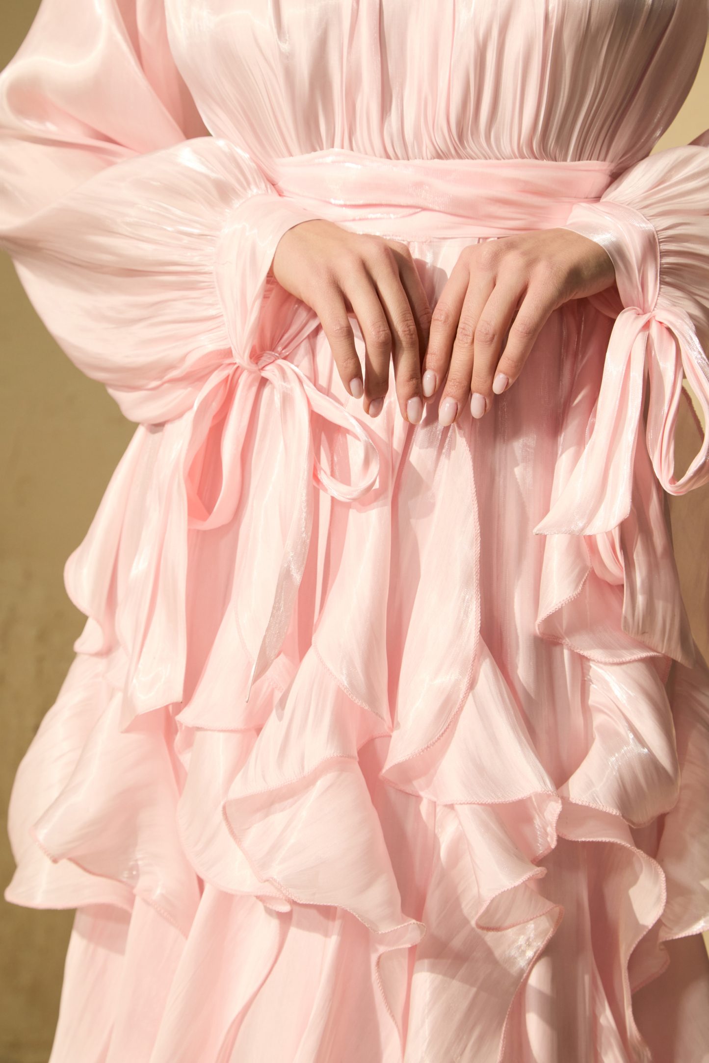 Estella Puff Sleeve Ruffle Trim Maxi Dress