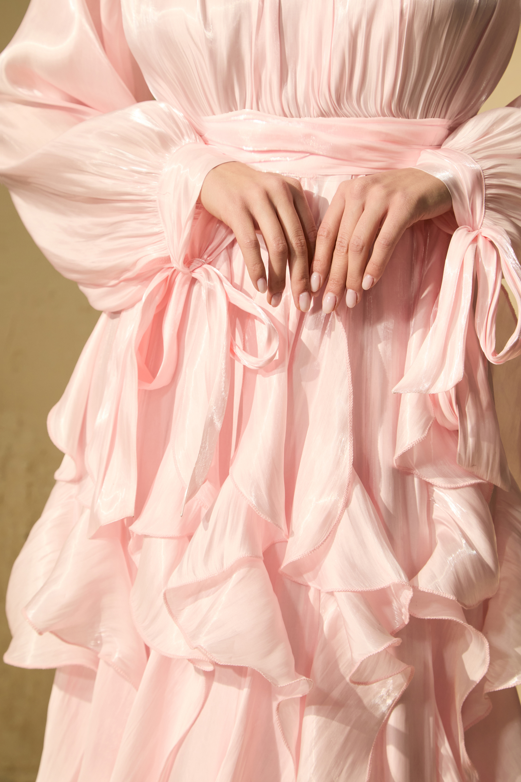 Estella Puff Sleeve Ruffle Trim Maxi Dress