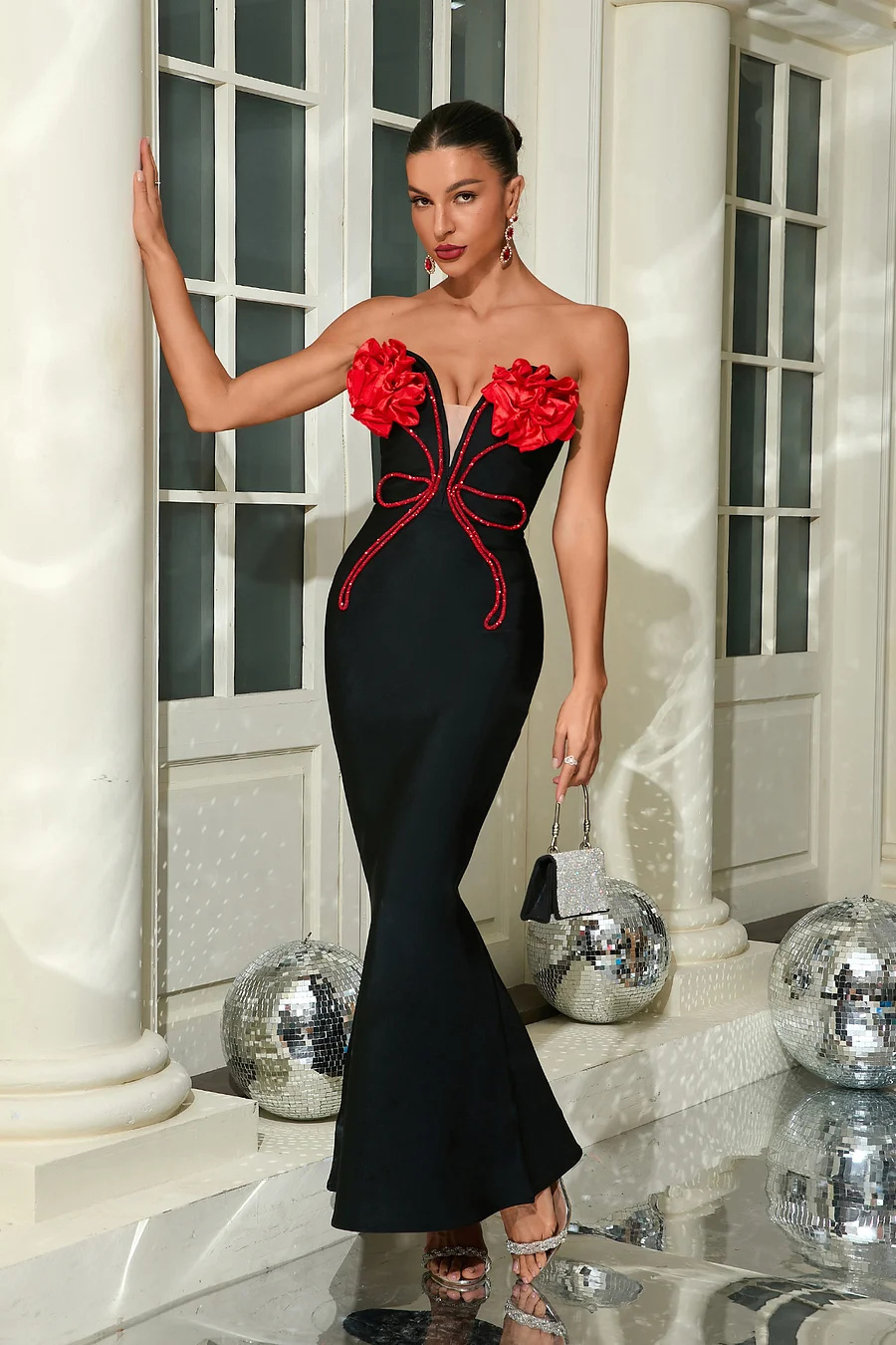 Rosalind Flowers Strapless Maxi Dress-Sunfere