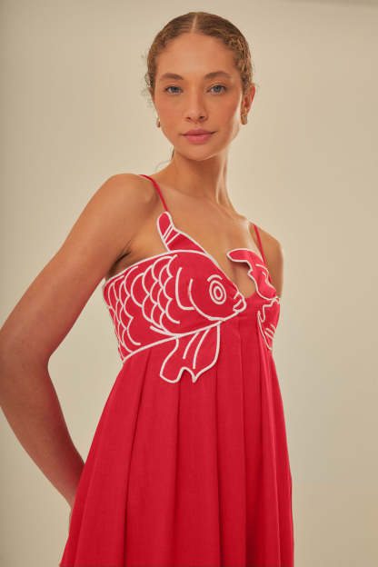 Eileen Goldfish Embroidered Maxi Slip Dress