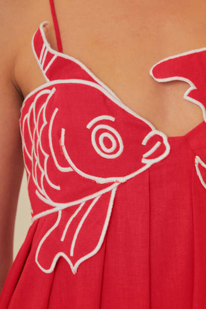 Eileen Goldfish Embroidered Maxi Slip Dress