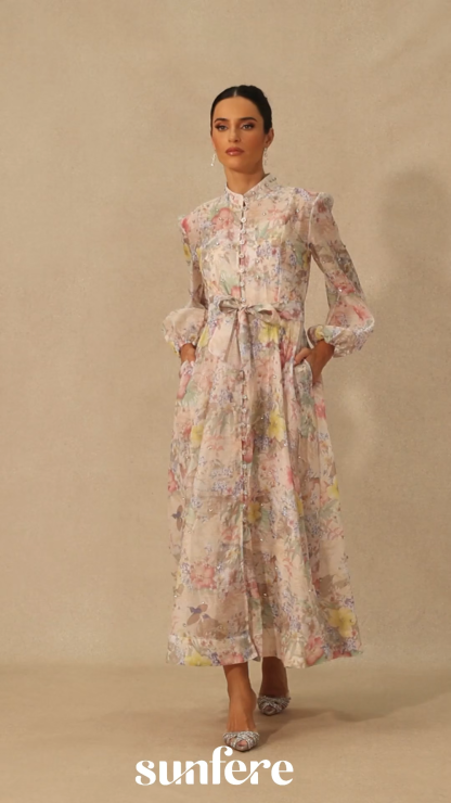 Anne Floral Print Balloon Sleeve Maxi Dress