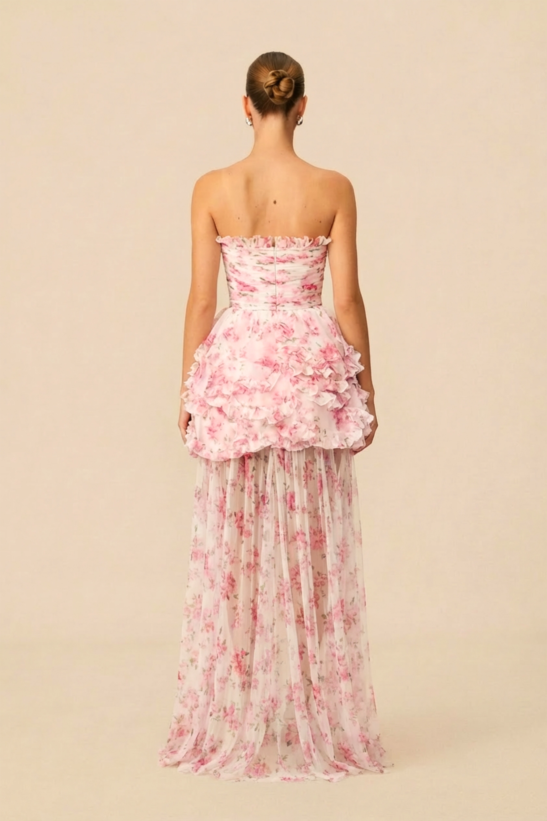 Like An Angel Pink Floral Print Tiered Ruffle Mini Dress