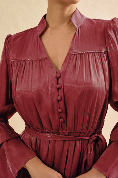 Signature Lady Dark Pink Tiered Ruffle Maxi Dress