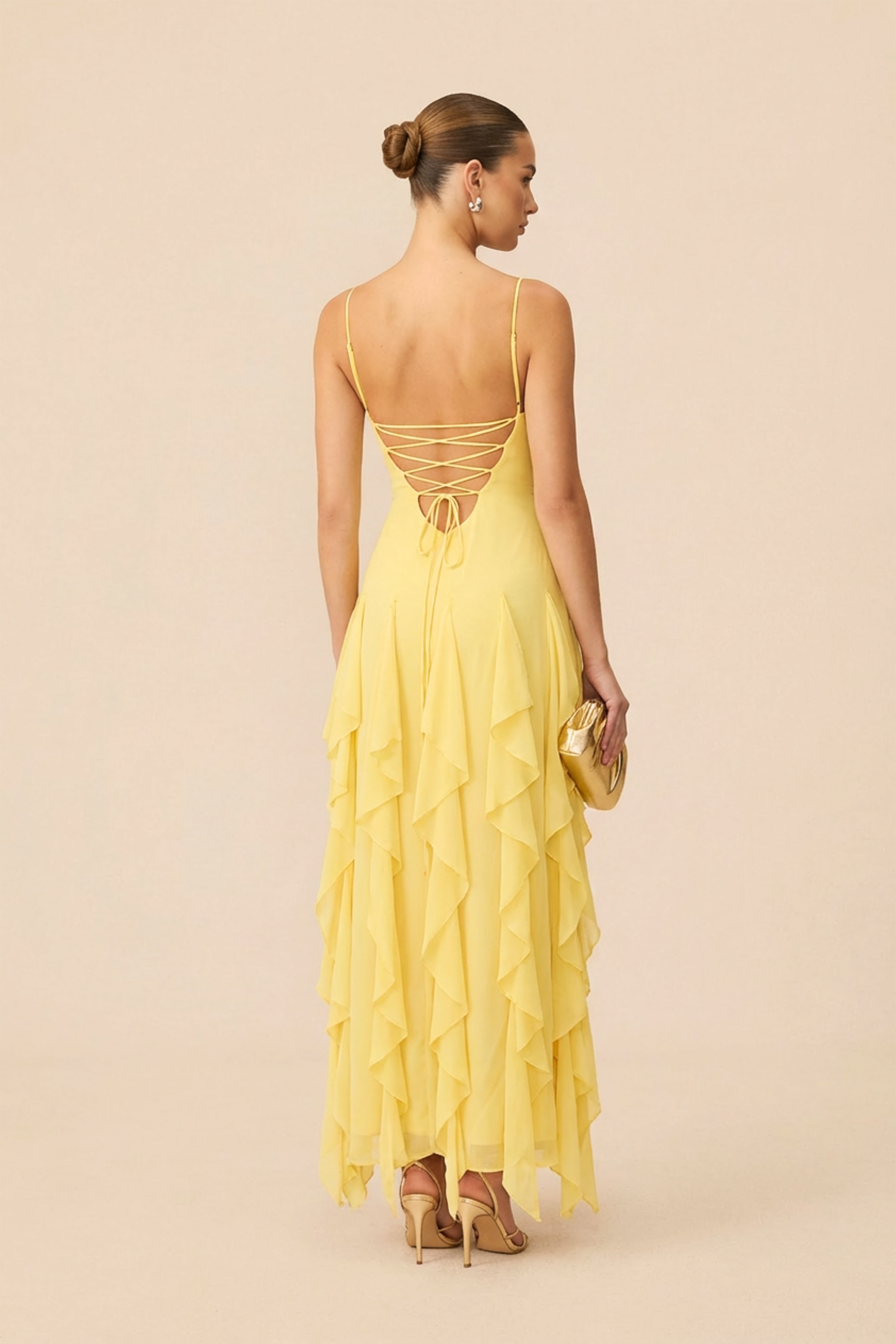 Charming Dedication Yellow V-Neck Layered Ruffle Maxi Dress