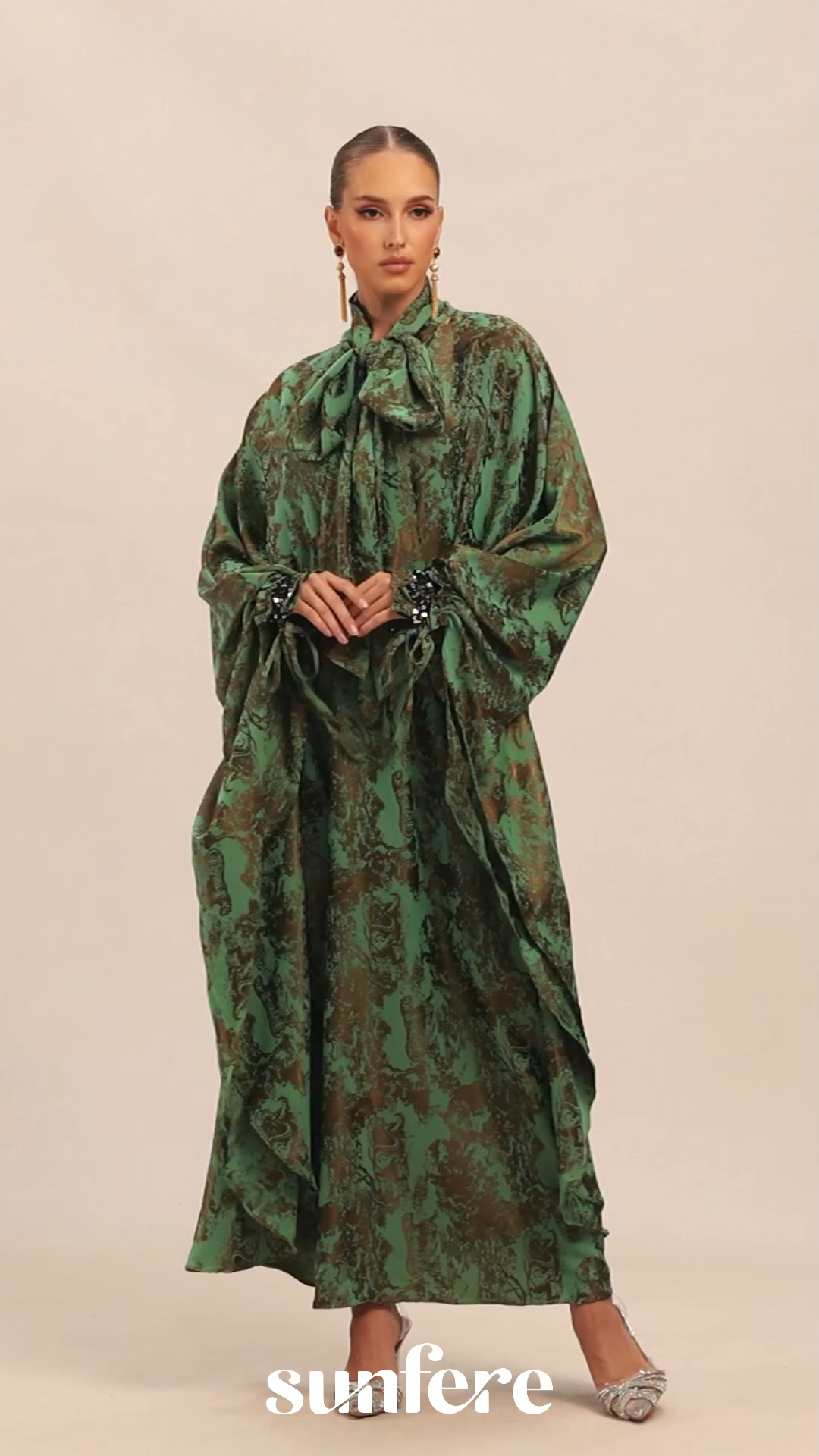 Charming Forest Green Printed Maxi Dress