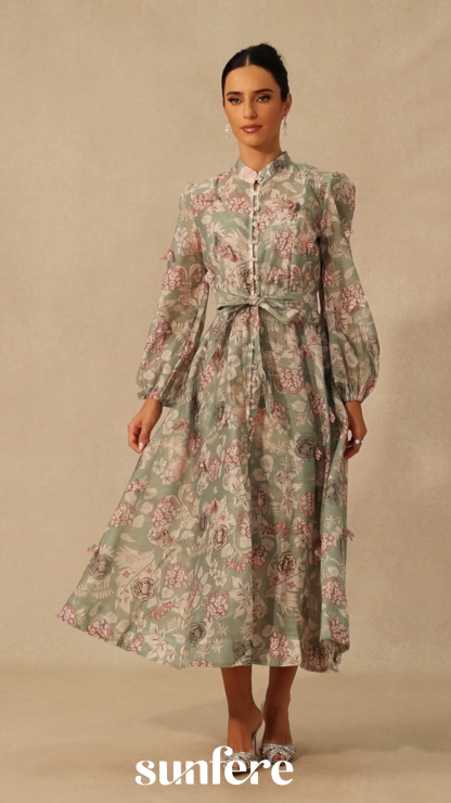 Sophie Floral Print Long Sleeve Midi Dress