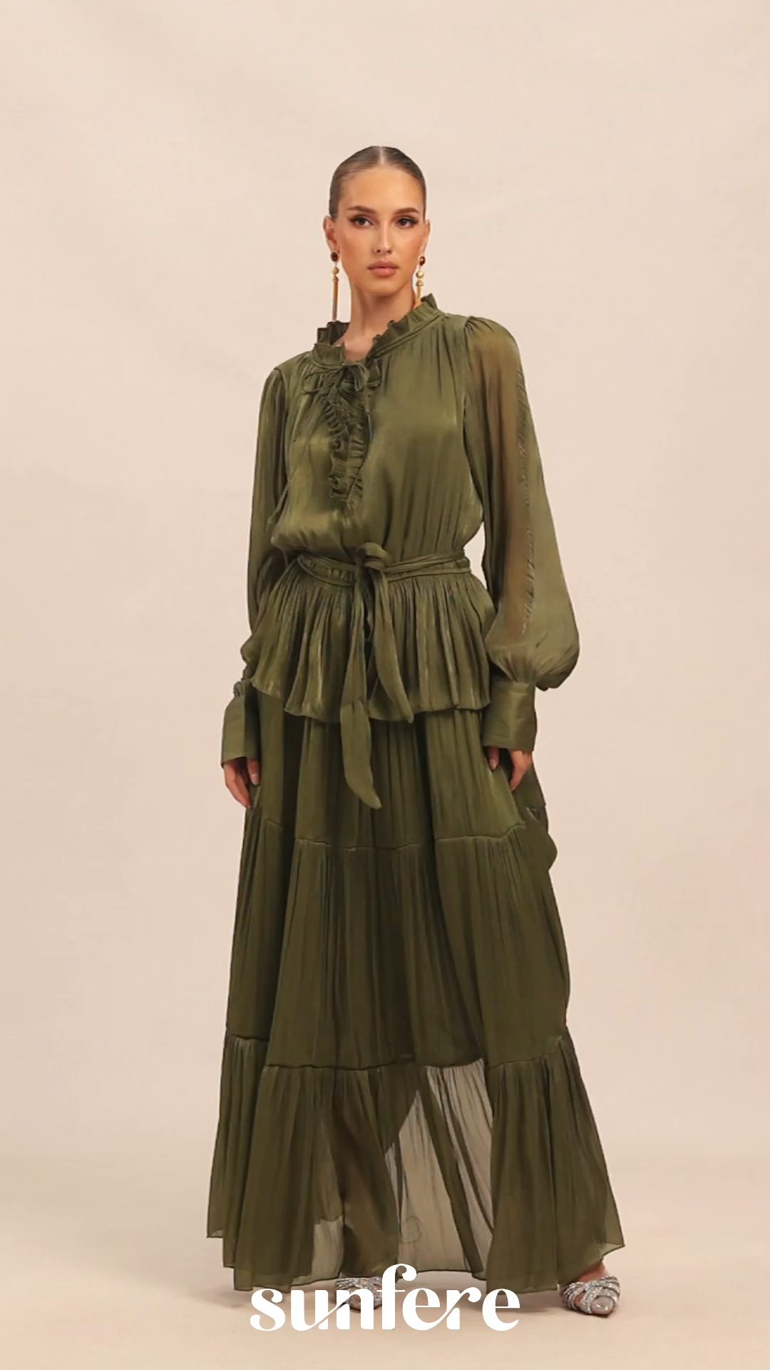 Gorgeous Darling Green Ruffle Tiered Maxi Dress