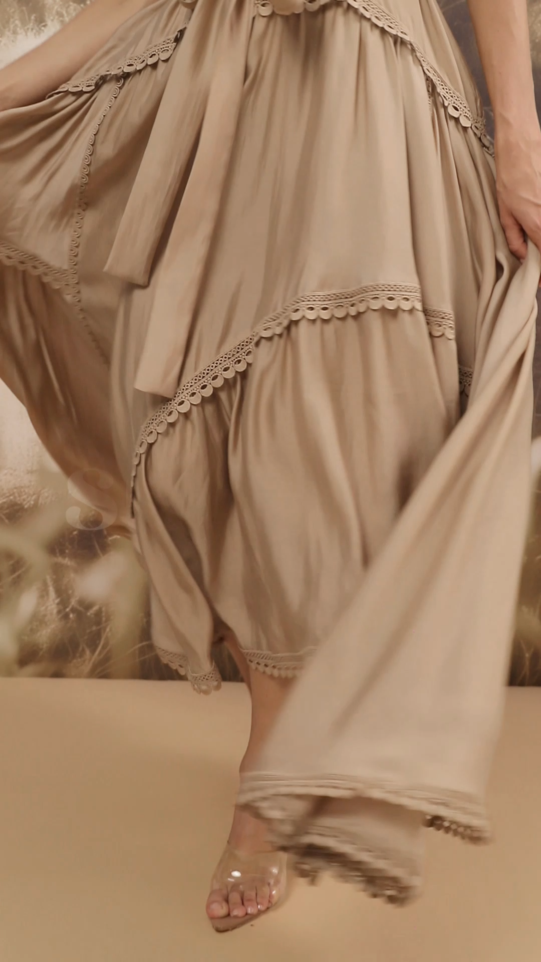Penelope Lace Trim Puff Sleeve Maxi Dress