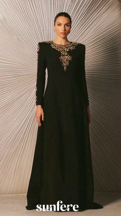 Aria Embellished Long Sleeve Maxi Dress